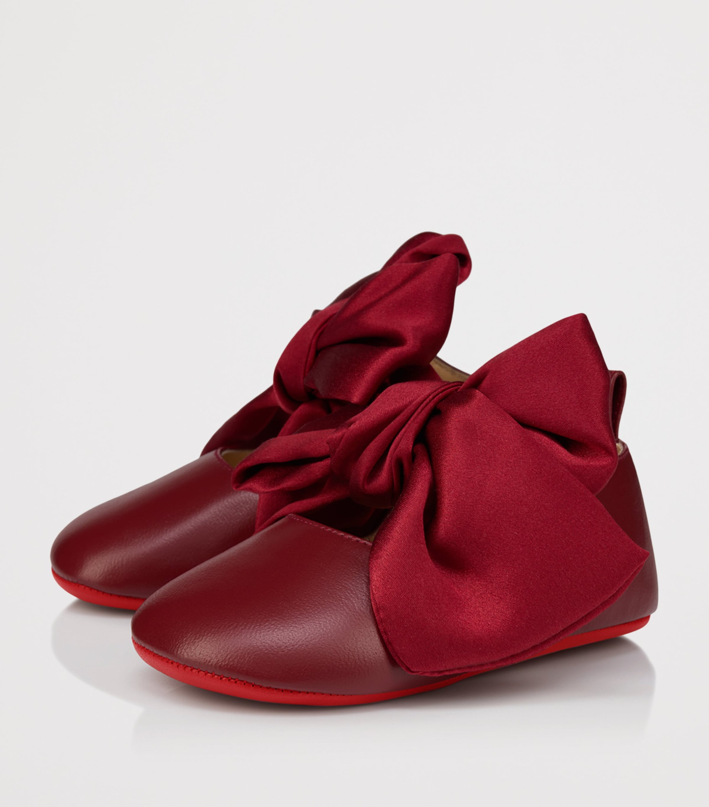 Christian Louboutin Kids Lou Babe Nodo Leather Ballet Flats Image 2
