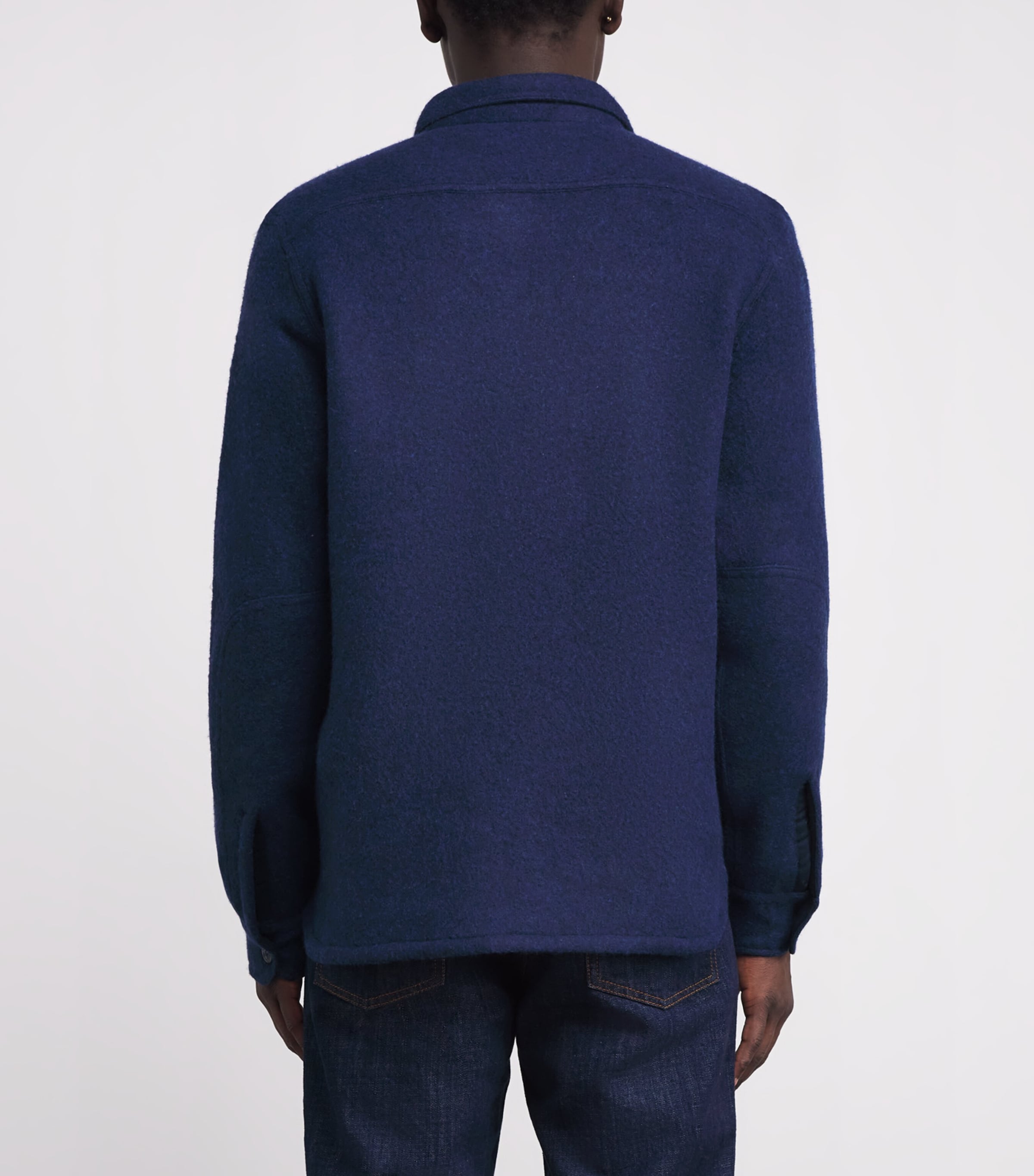 Wool-Blend Felt Overshirt NAVY Image 4