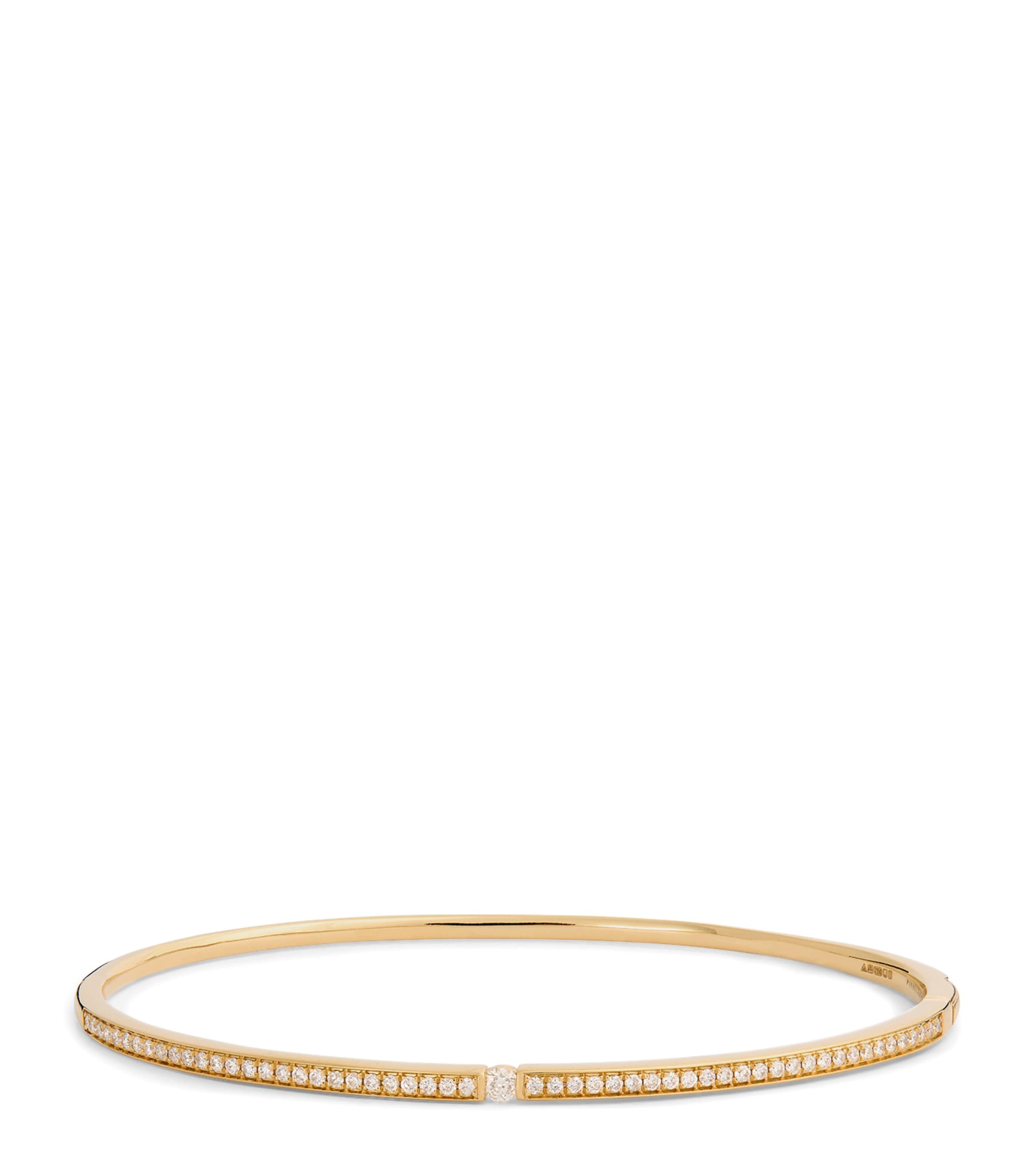 Shop Persée Small Yellow Gold And Diamond Zeus Bangle