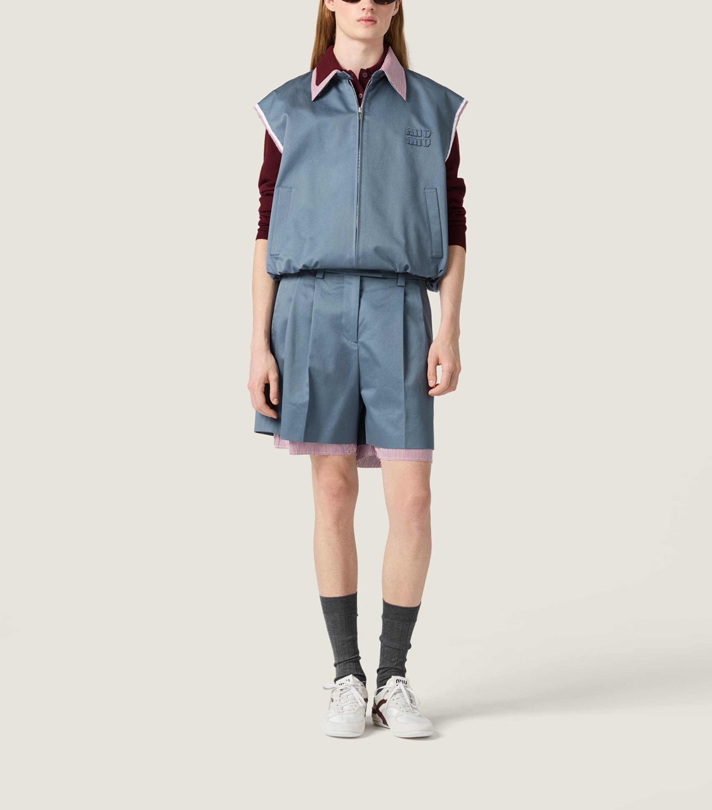 Miu Miu Womens Cotton Chino Vest Blue Image 2