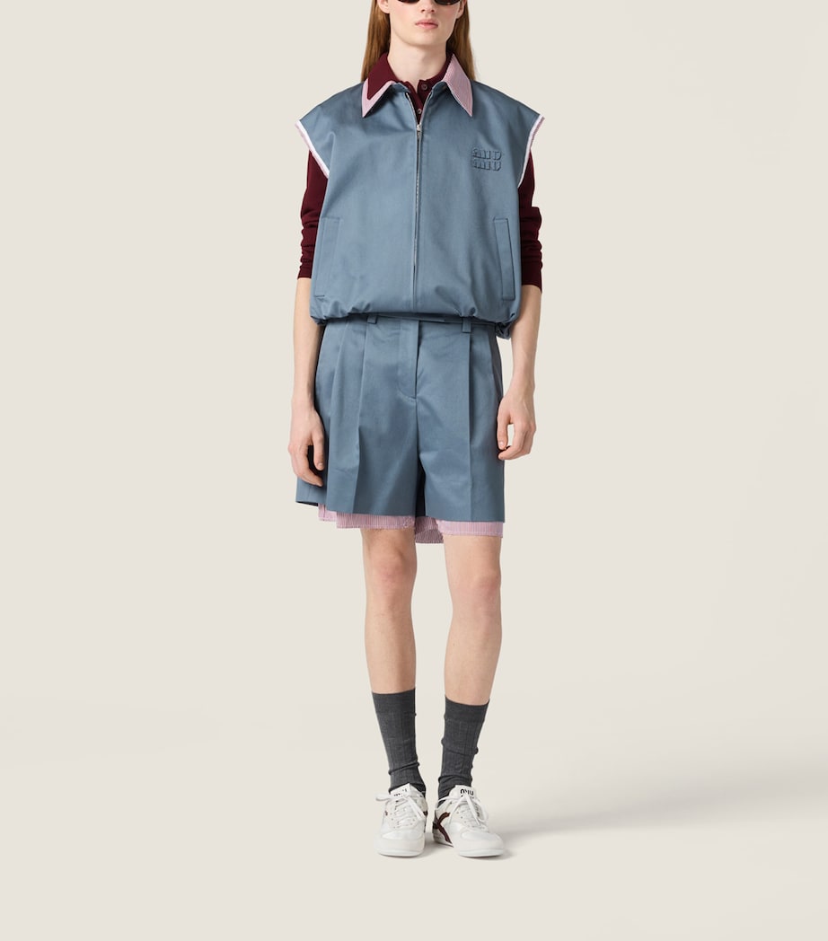Miu Miu Womens Cotton Chino Vest Blue Image 2