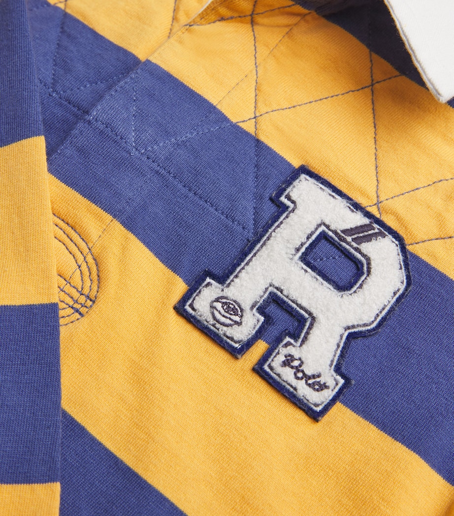 Cotton Stripe R Logo Rugby Shirt (2-7 Years) RADIANT GOLD/BLUE Image 3