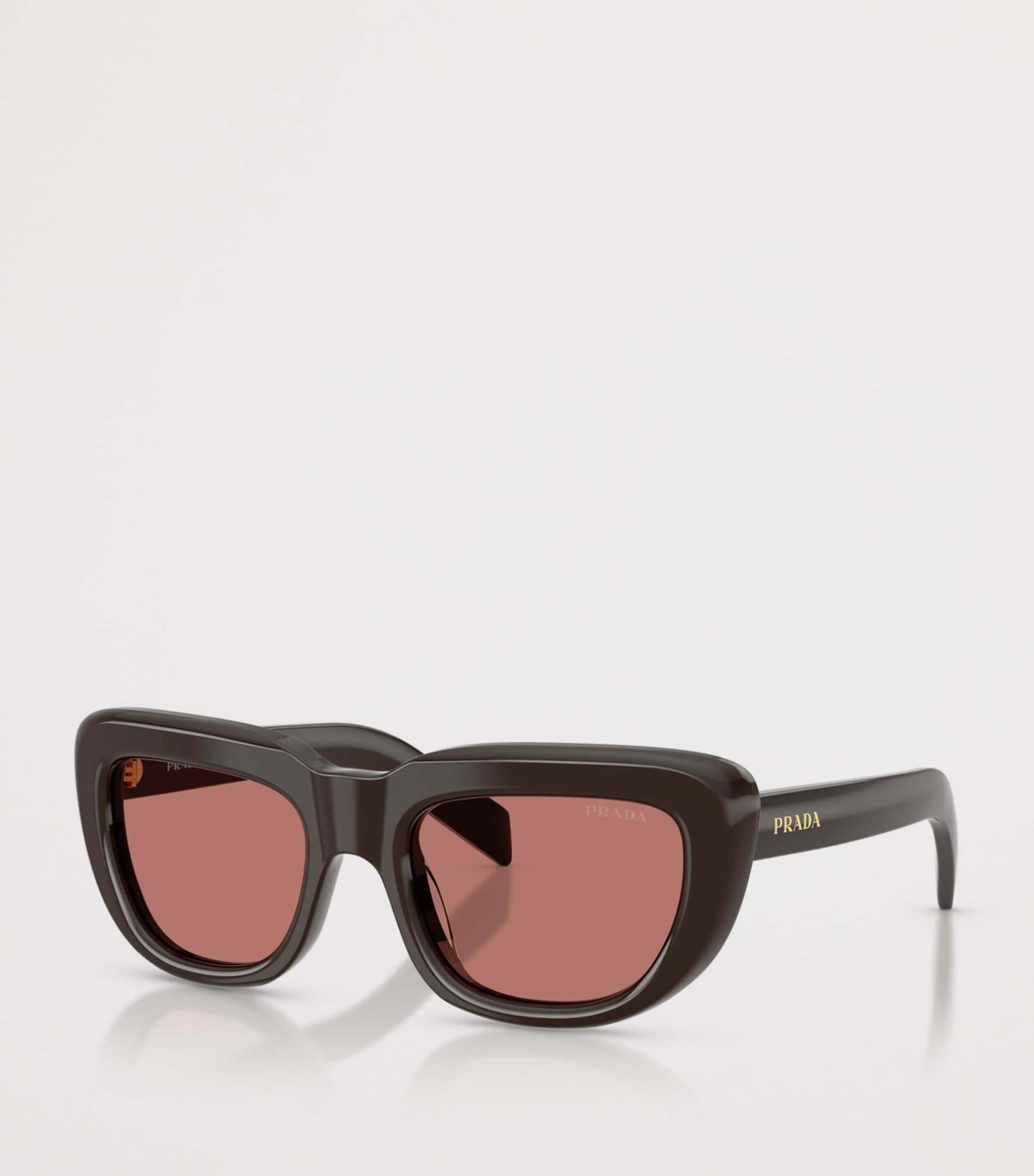Prada PR D07S Rectangle Sunglasses Brown Image 2
