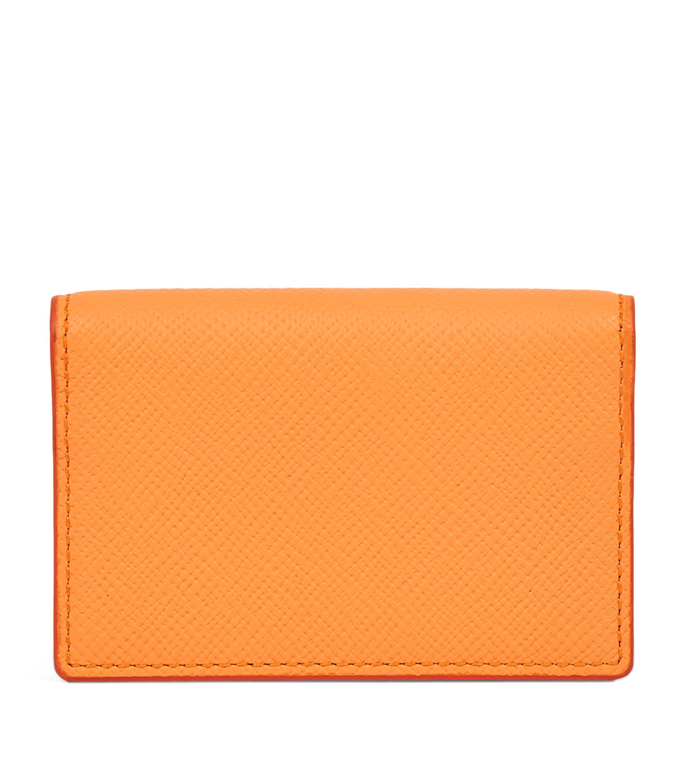Smythson Calfskin Panama Folded Card Holder L Orange Image 1