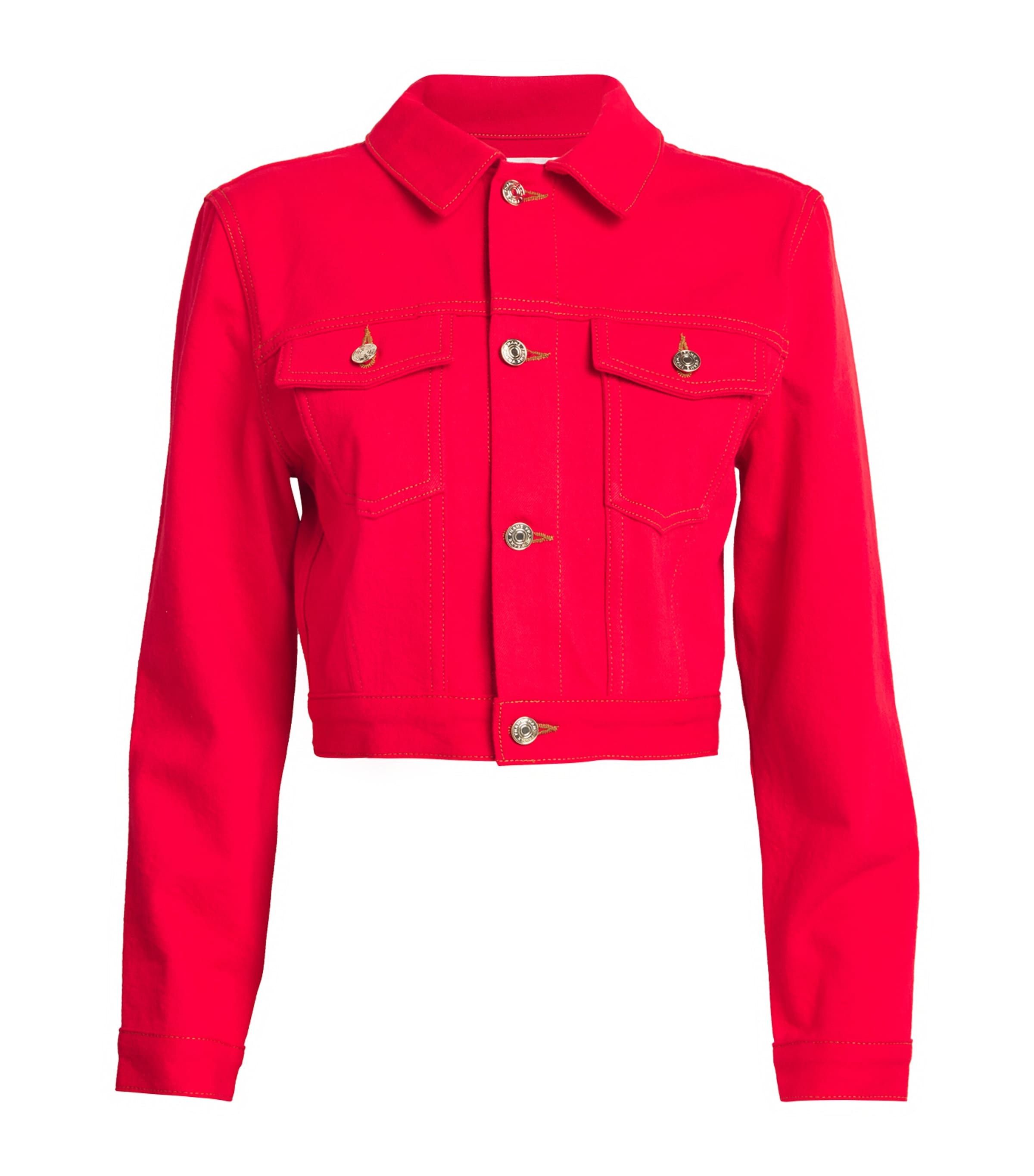 Frame X Carolina Herrera Tailored Denim Jacket In Red