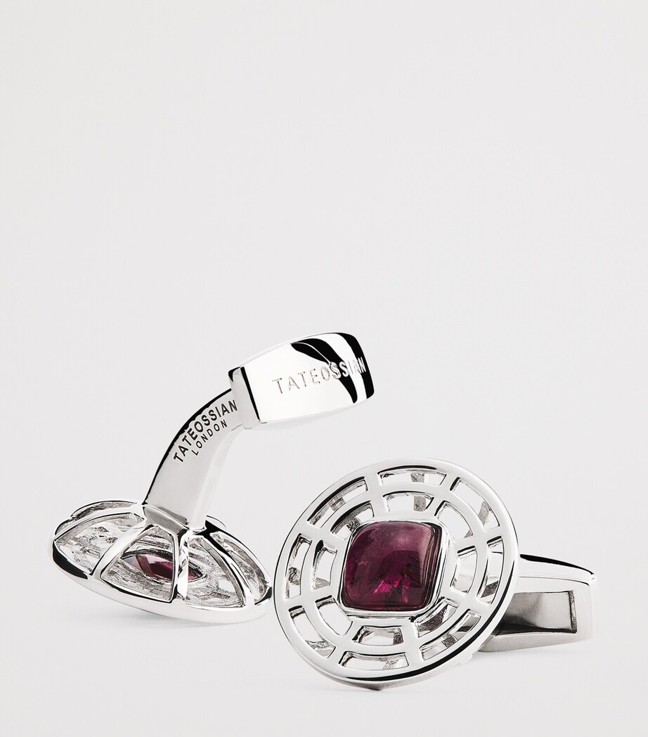 Sterling Silver Tourmaline Satellite Cufflinks RED Image 6