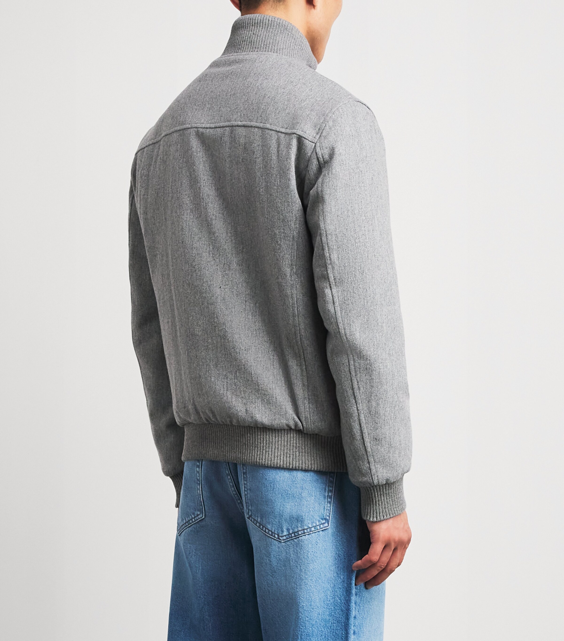 Pal Zileri Mens Wool-Blend Padded Bomber Jacket Light Grey Image 5