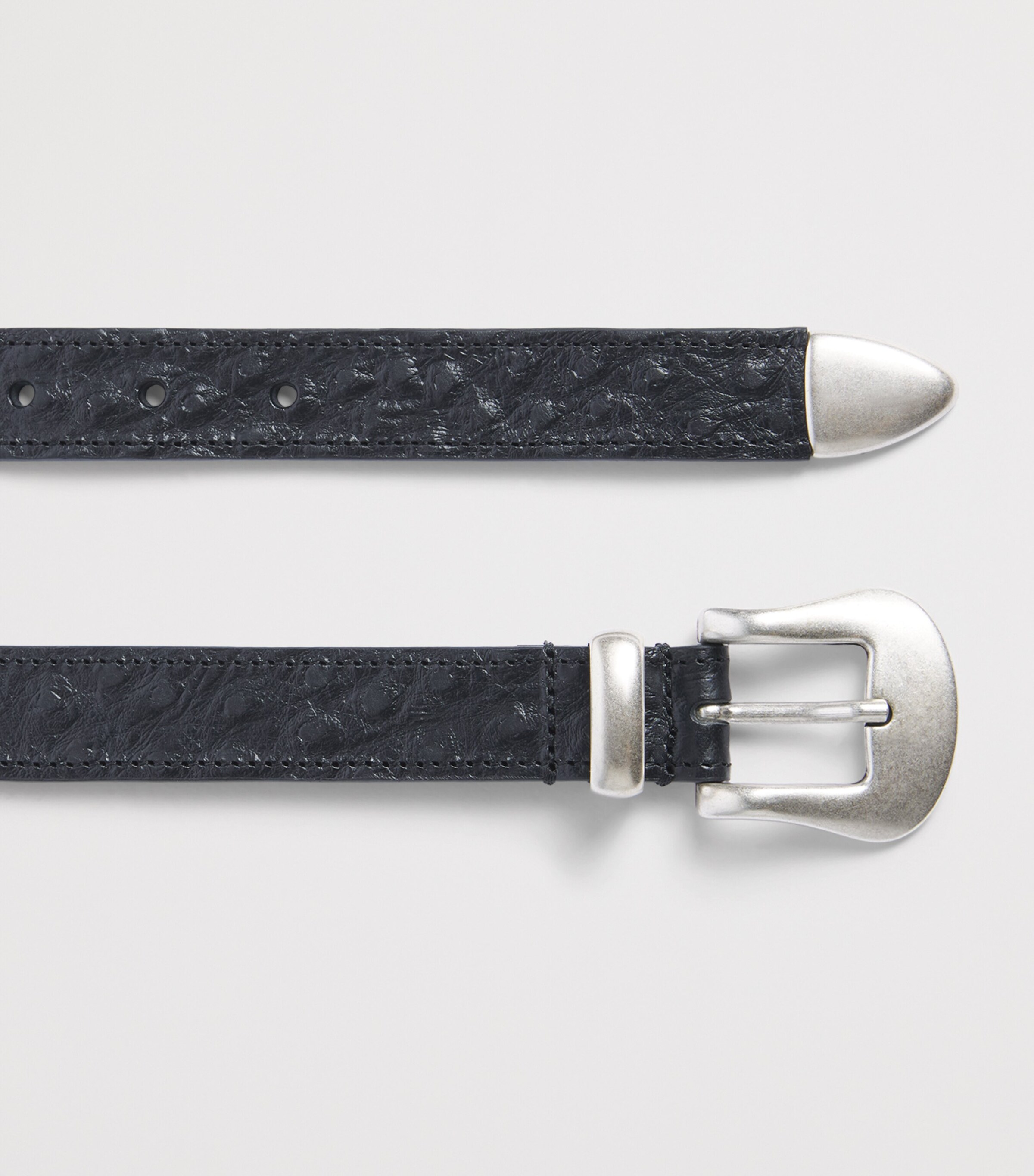 Molebo Leather Embossed Western Belt Black Leather Image 3