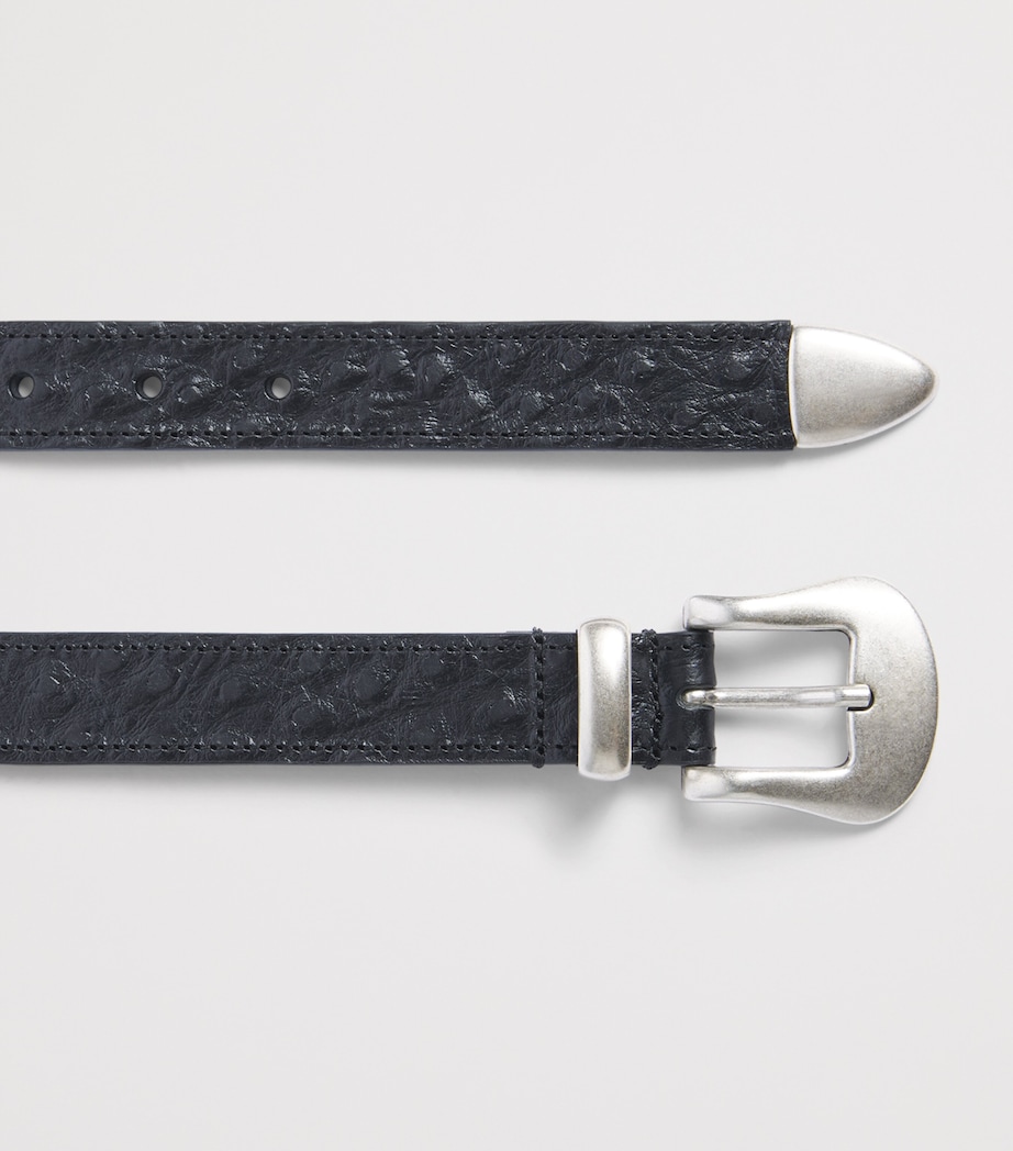 Molebo Leather Embossed Western Belt Black Leather Image 3