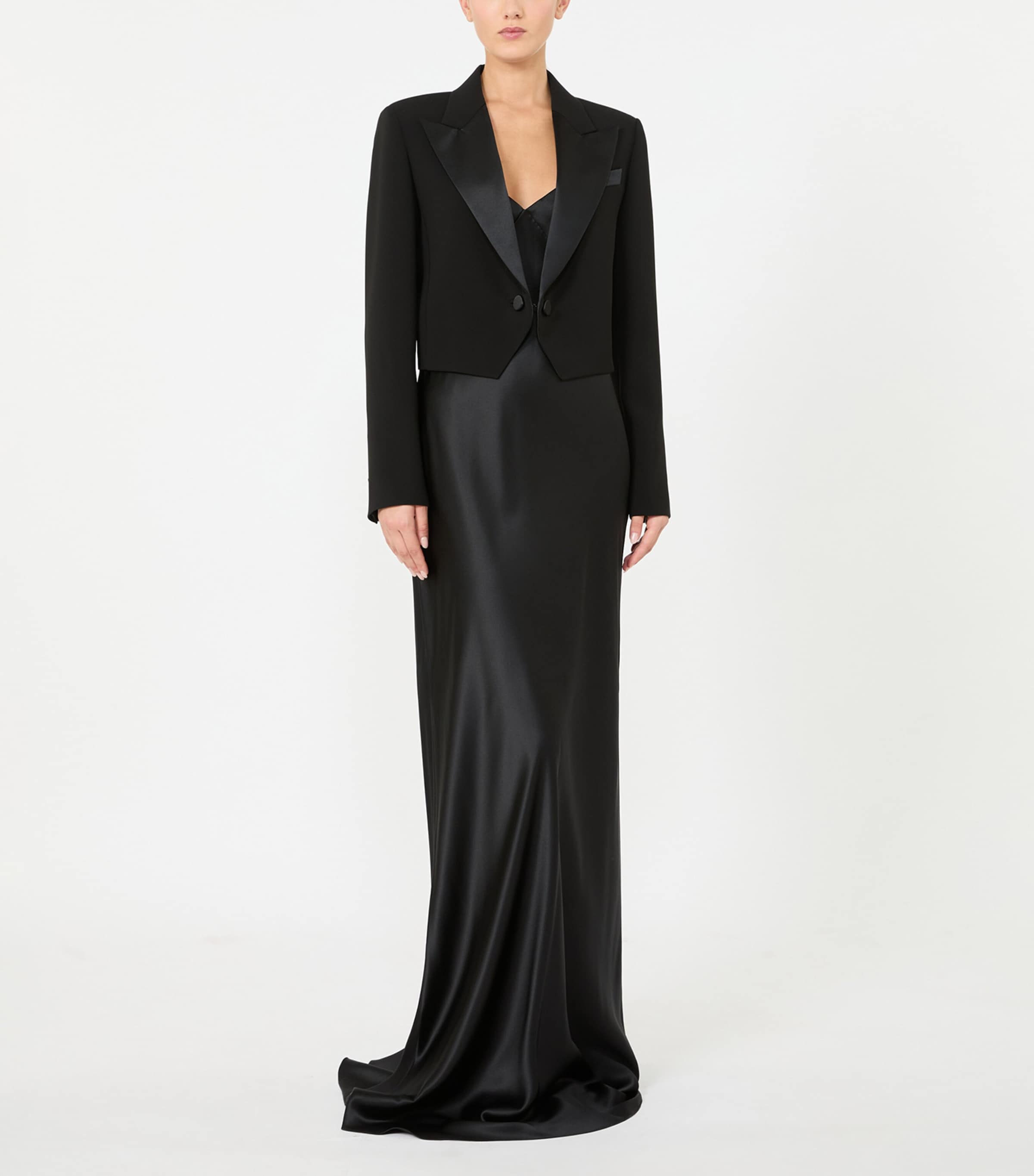 Max Mara Womens Cropped Tuxedo Jacket Black Image 4