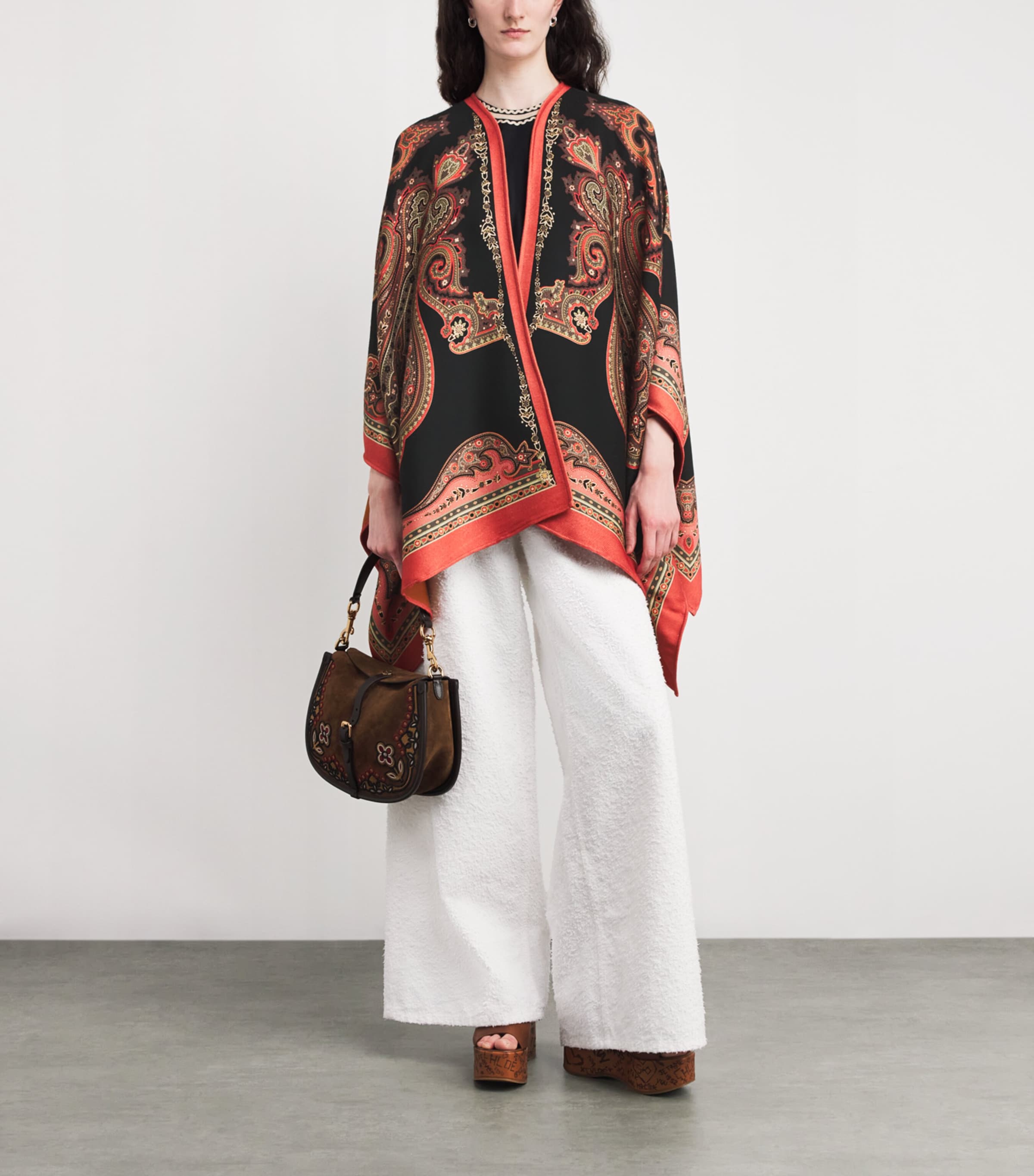 Wool-Blend Paisley Cape S9810 Image 2