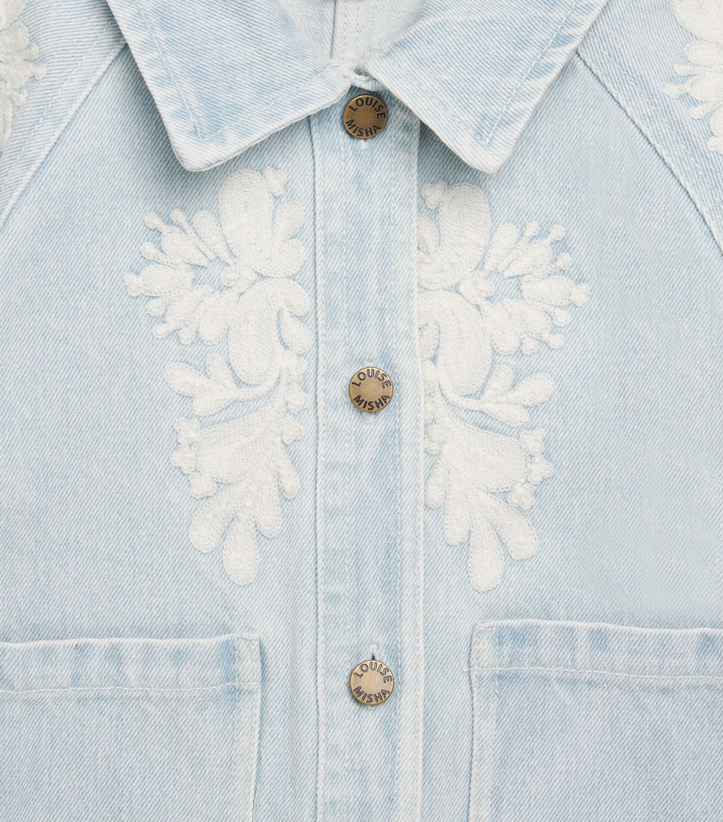 Louise Misha Embroidered Rafaela Denim Jacket (4-12 Years) Bleach Image 3