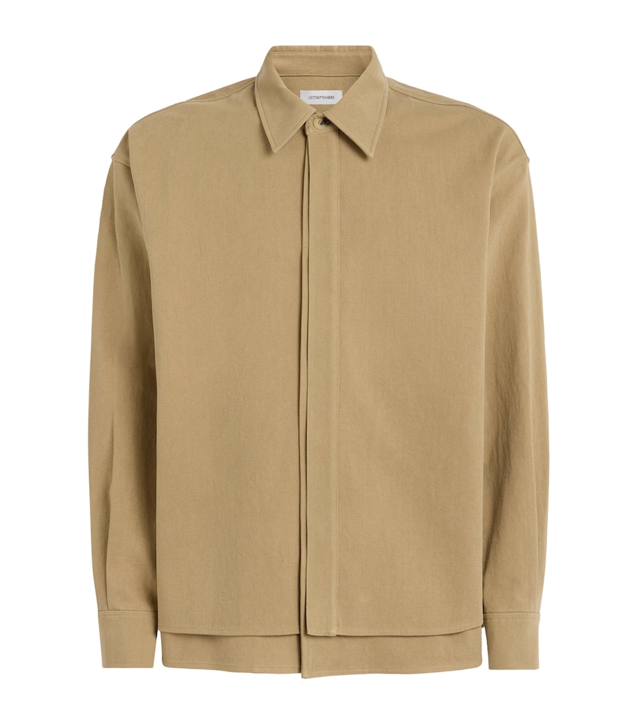 Le 17 Septembre Mens Cotton Double-Layer Overshirt Beige Image 1
