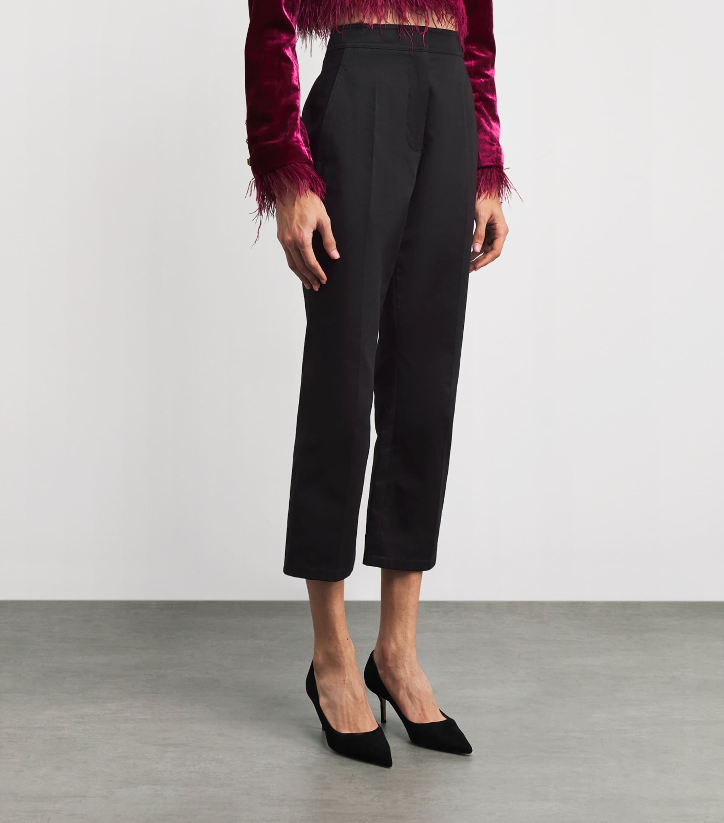 Cotton Twill Straight Trousers 9999 BLACK Image 3