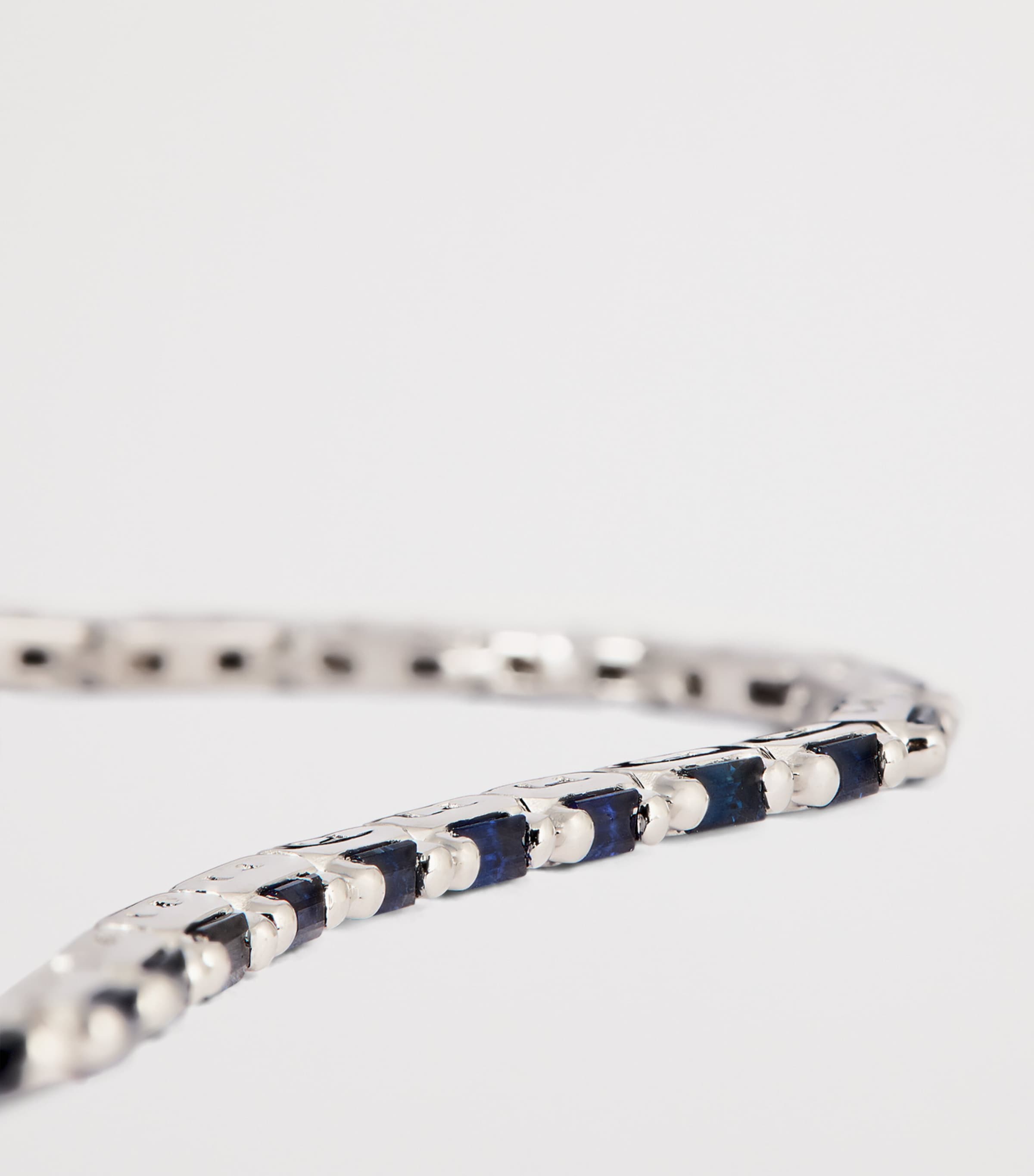 White Gold and Sapphire Bold Linear Tennis Bracelet 18K YG/DB Image 4