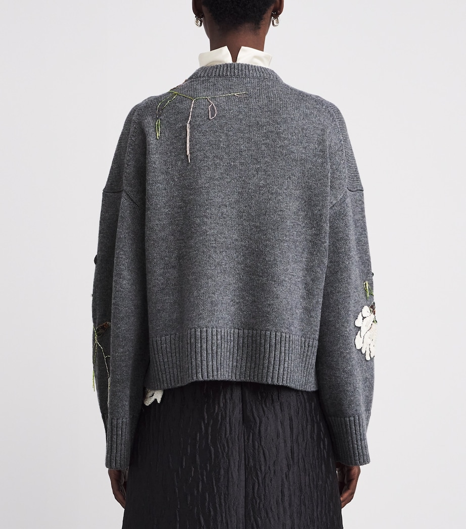 Embellished Wool-Cashmere Dawna Sweater NICKEL MELANGE Image 4