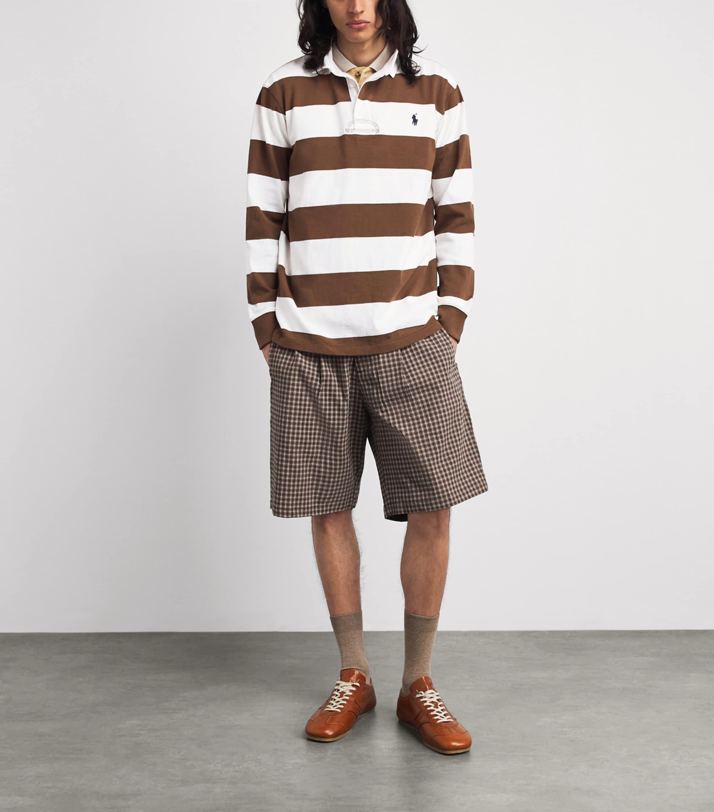 Polo Ralph Lauren Mens Cotton Stripe Rugby Shirt Pale Rsset/trphy Crm Image 2