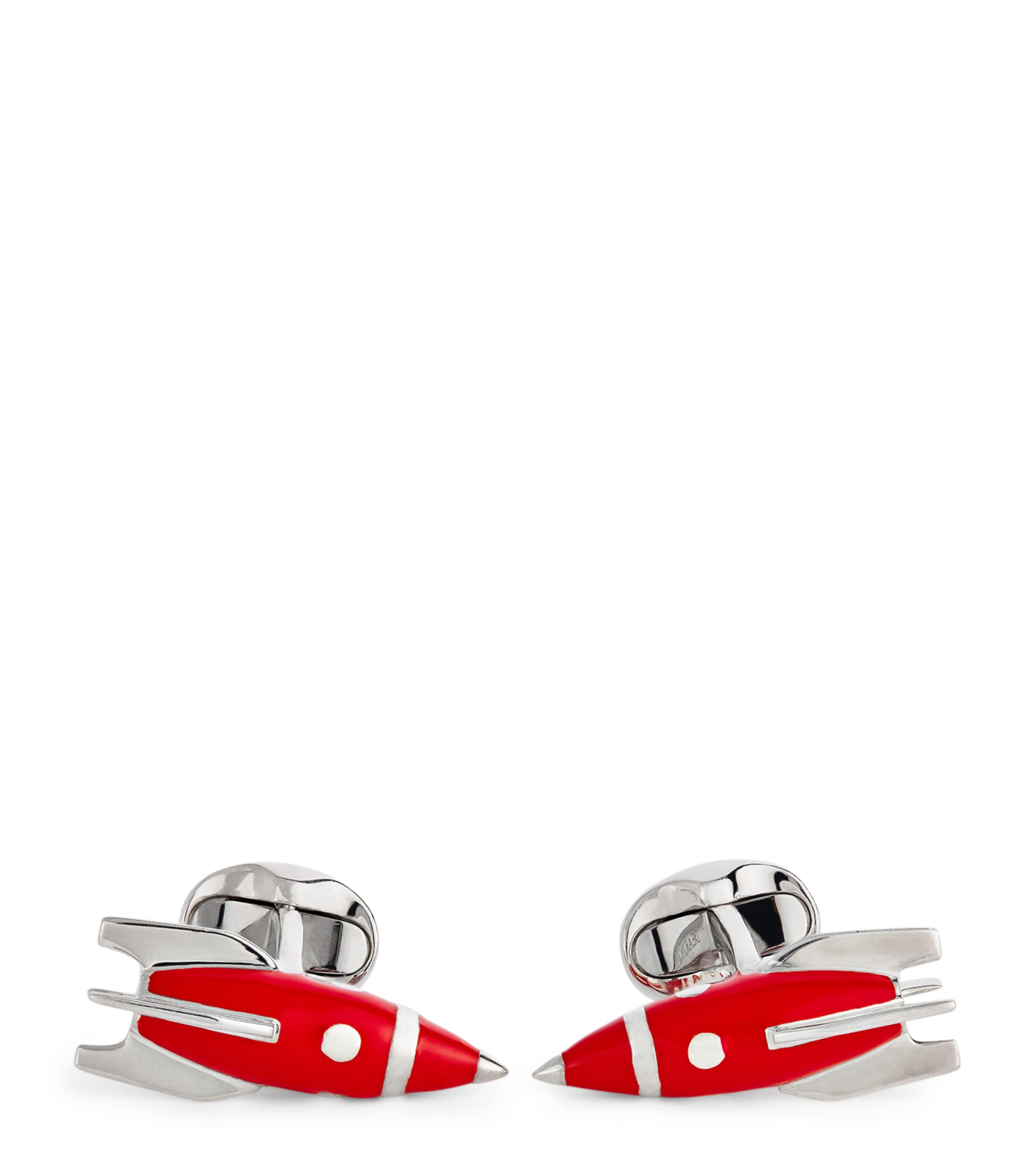 Deakin & Francis Sterling Silver Enamel Rocket Cufflinks In Silver
