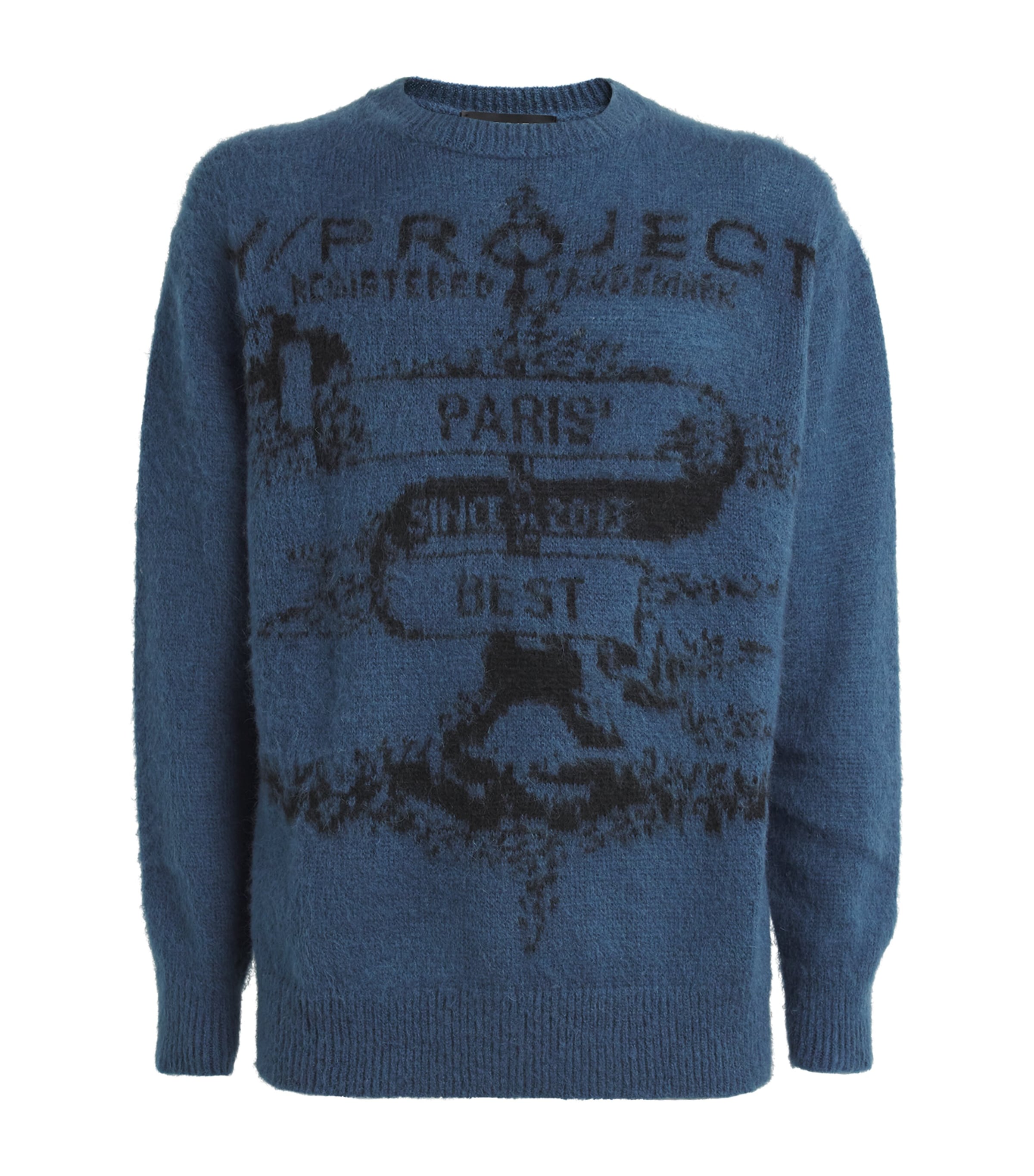 Y/project Wool-cashmere Graphic Sweater In Blue