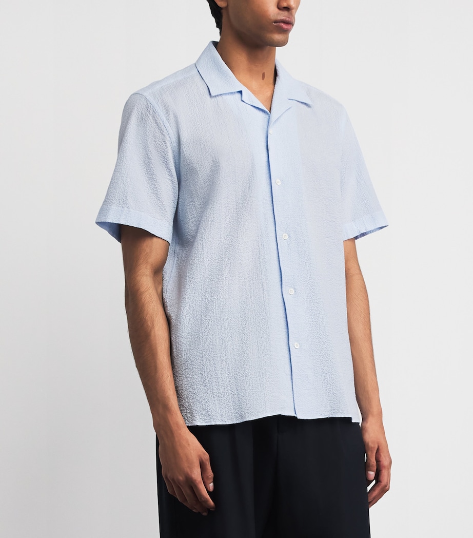 Corneliani Mens Seersucker Stripe Shirt Sky Blue Image 4