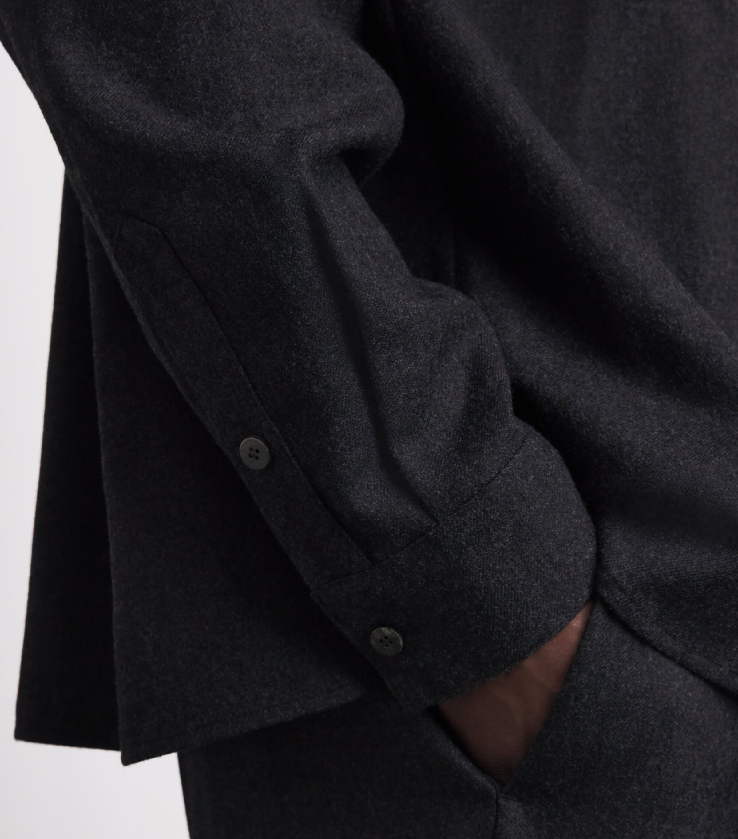 Le 17 Septembre Mens Wool Half-Placket Overshirt Charcoal Image 3