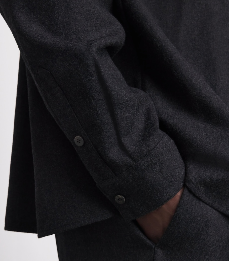 Le 17 Septembre Mens Wool Half-Placket Overshirt Charcoal Image 3