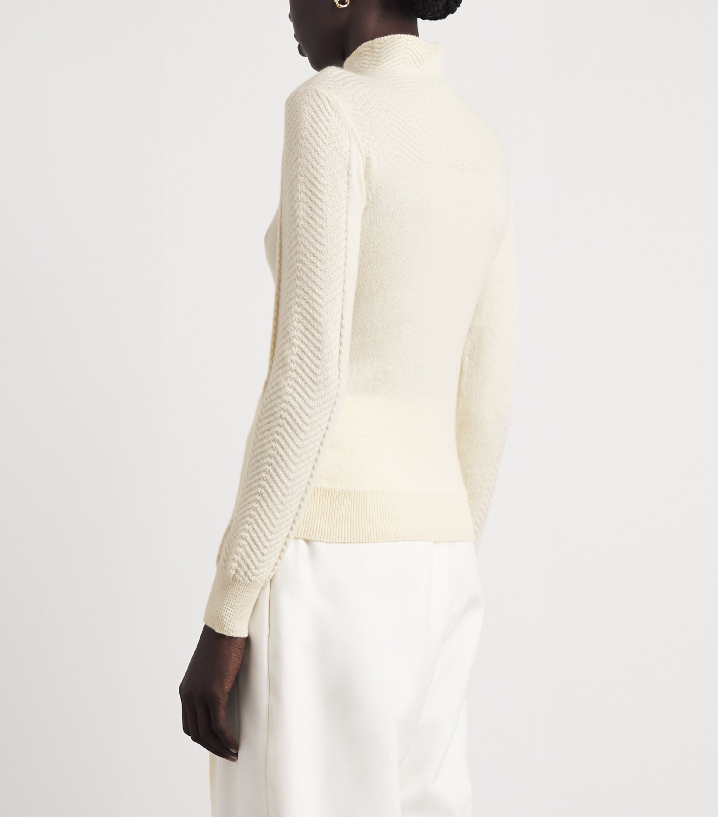 Colombo Womens Cashmere Chevron Sweater R White Image 5
