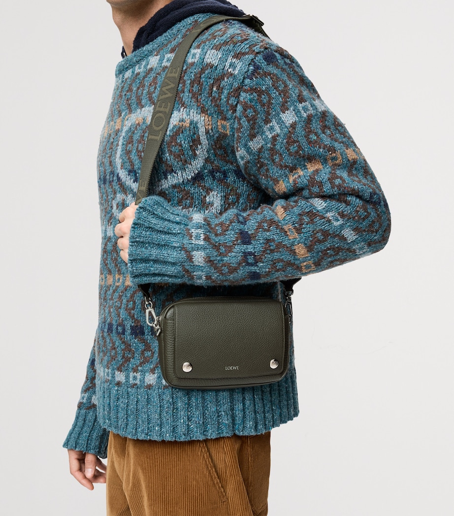 Small Leather Pebble Messenger Bag DARK KHAKI Image 2