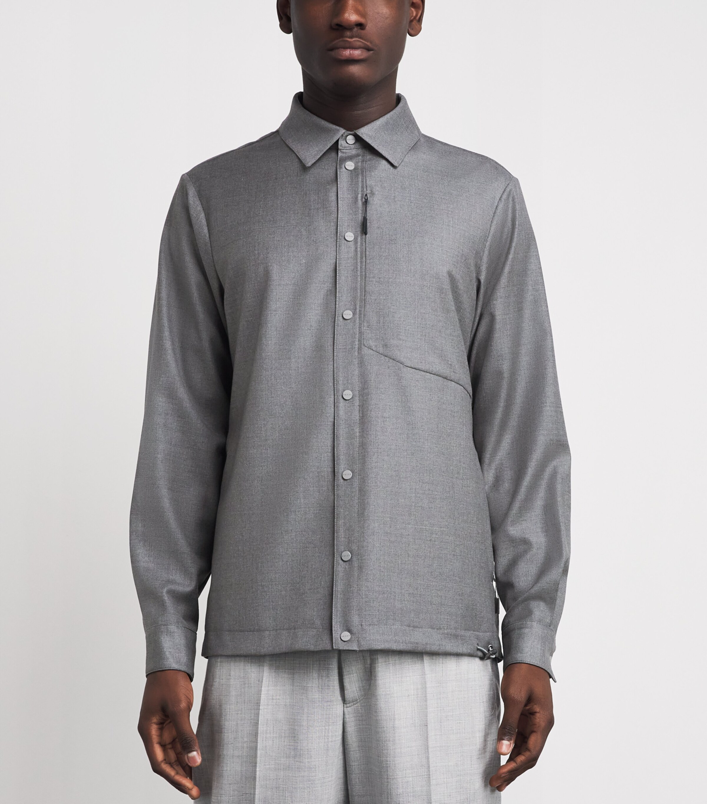 Sease Mens Virgin Wool Shirt Steel Grey Image 4