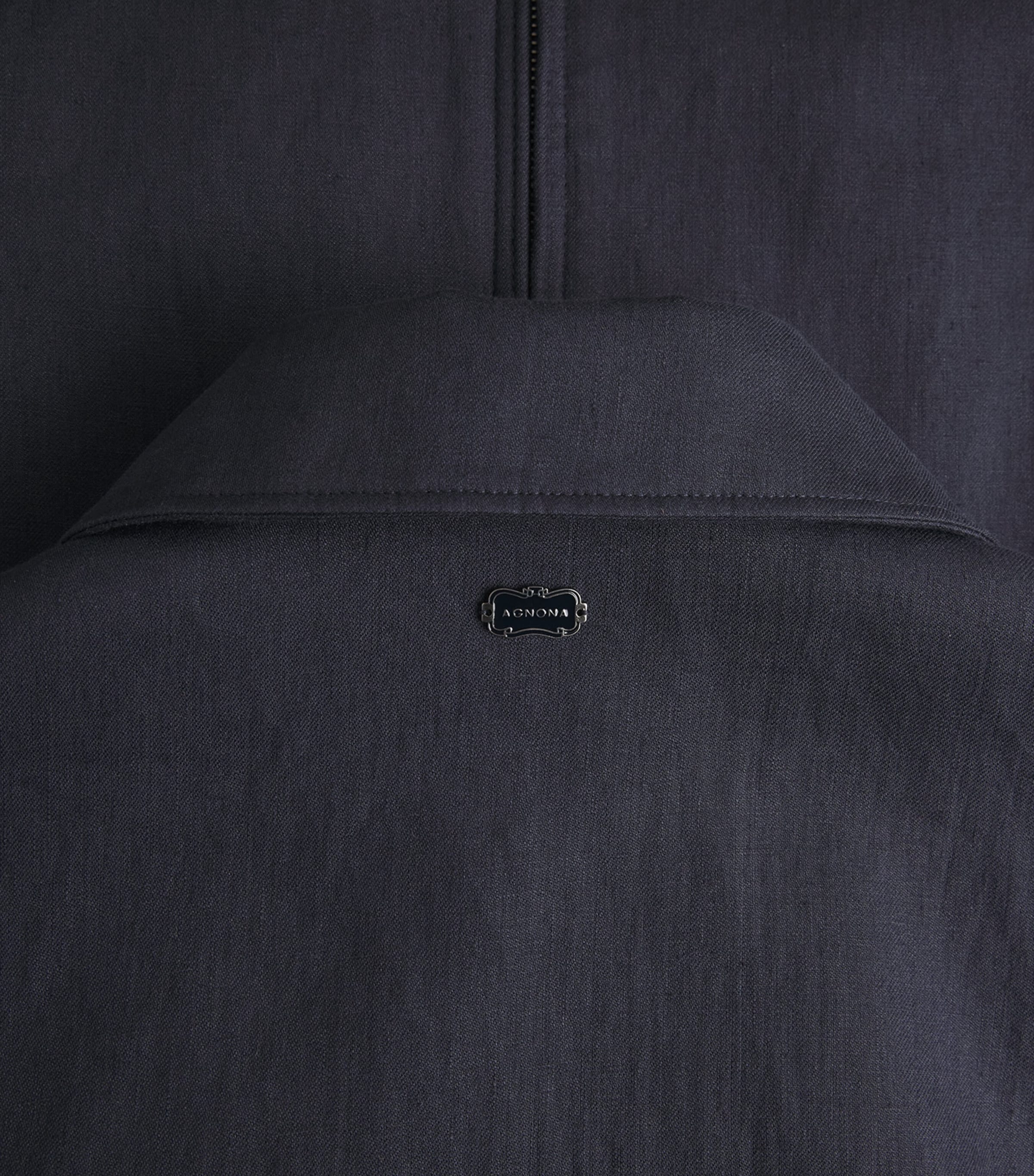 Agnona Mens Linen Bomber Jacket Dark Blue Navy Image 6