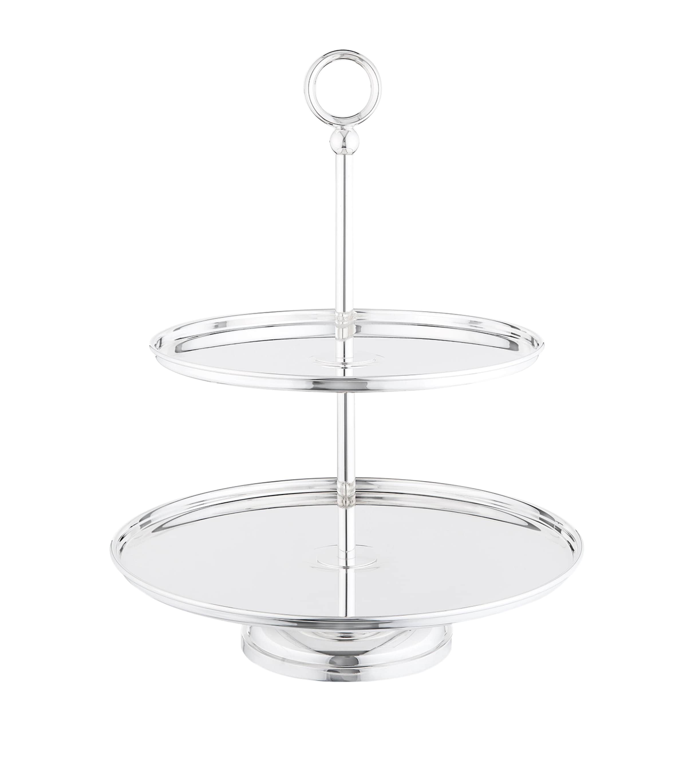Silver-Plated Georgian 2-Tier Cake Stand SILVER Image 1