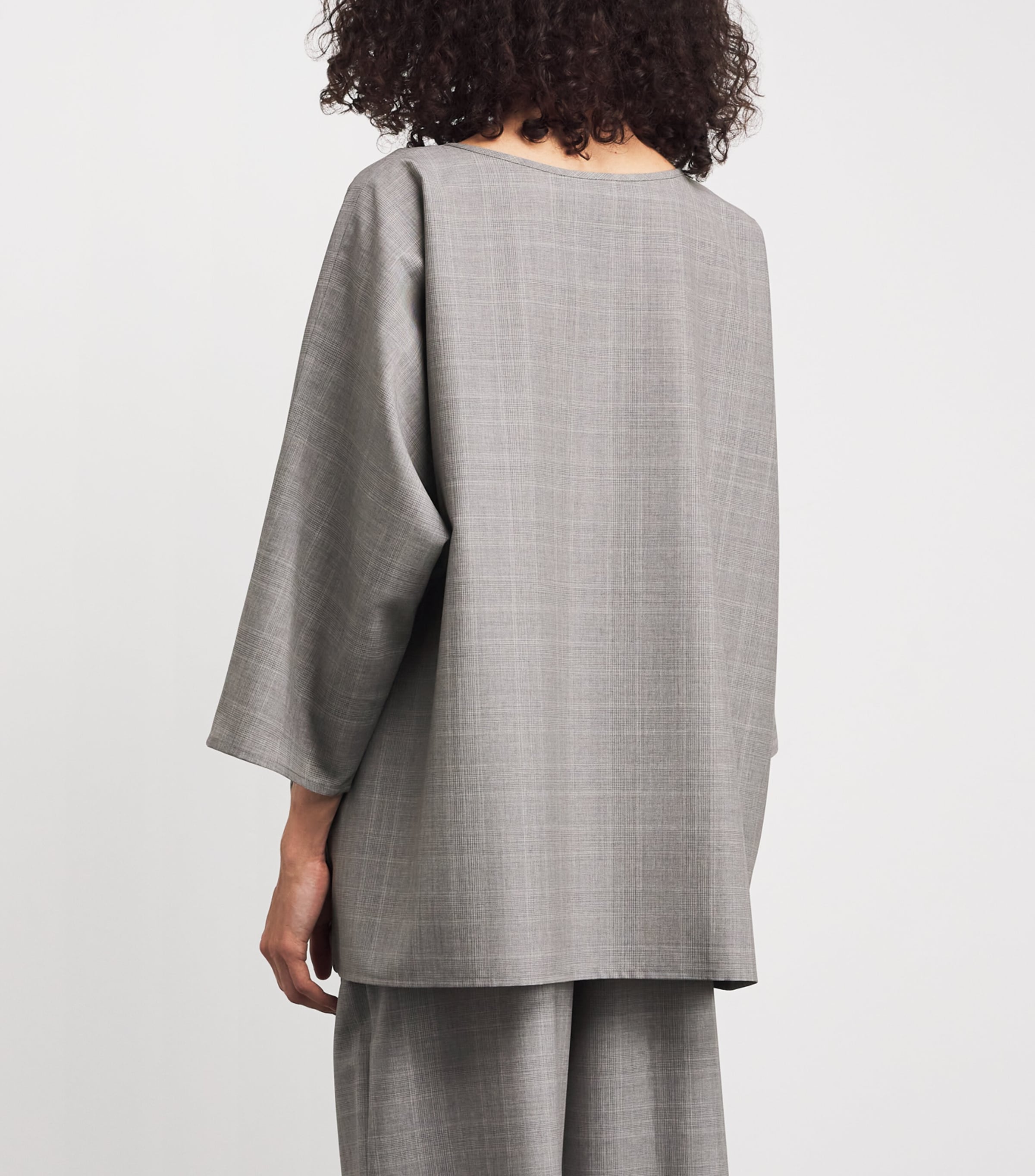 Virgin Wool Boat-Neck Blouse GREY Image 4