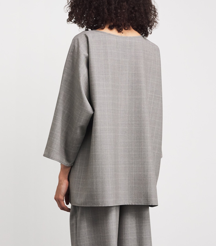 Virgin Wool Boat-Neck Blouse GREY Image 4