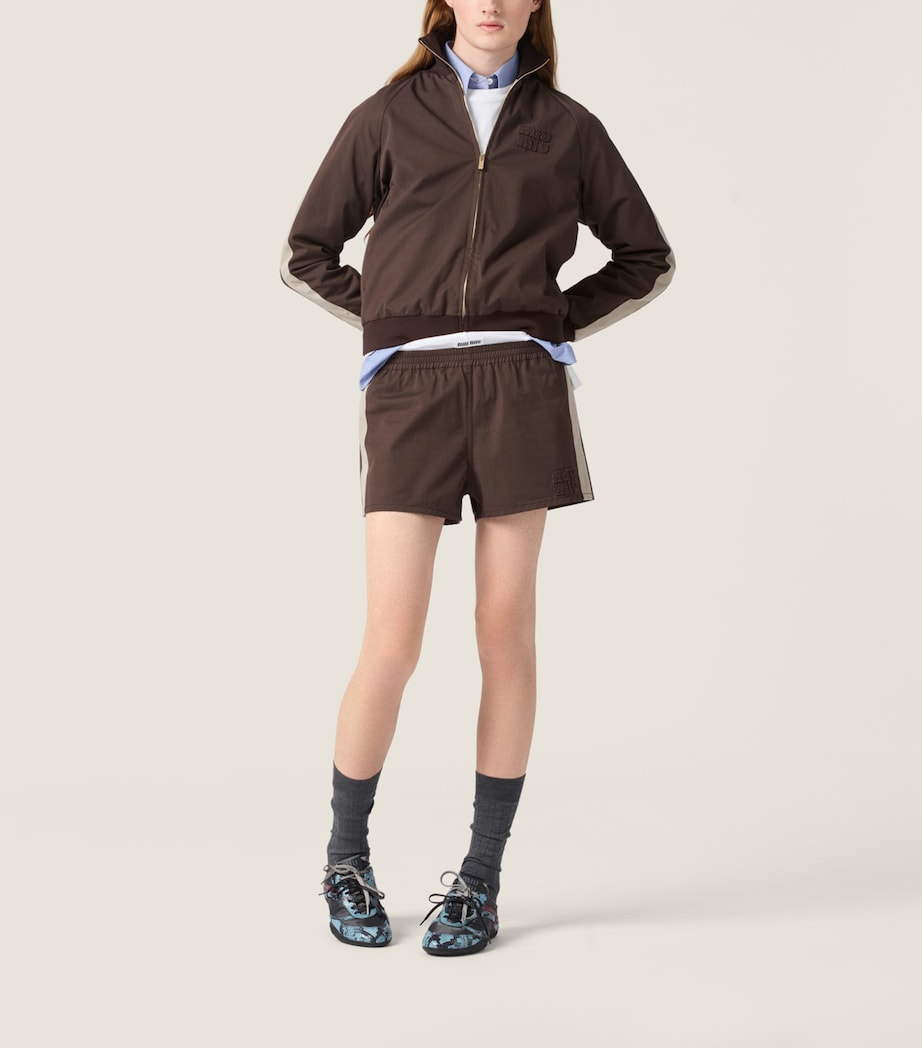 Miu Miu Womens Cotton Twill Blouson Jacket Brown Image 2