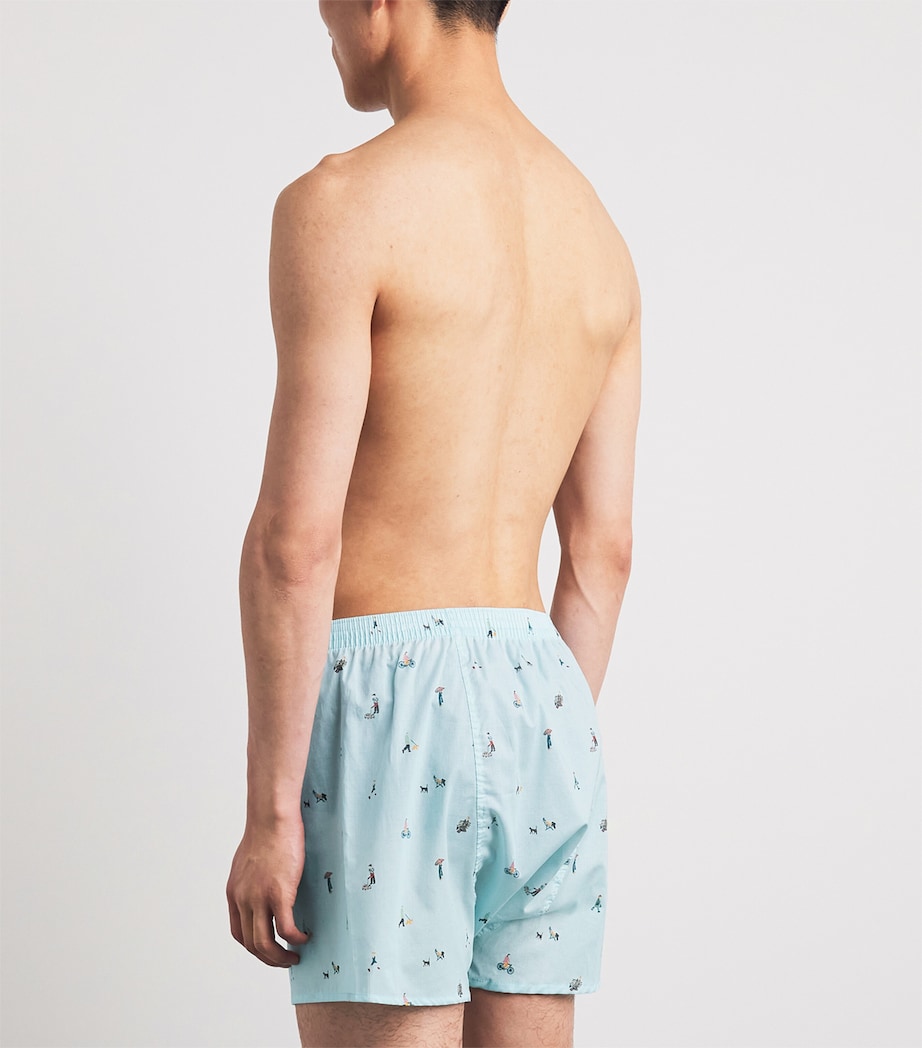 Derek Rose Mens Cotton Printed Ledbury Boxer Shorts Blu Image 3