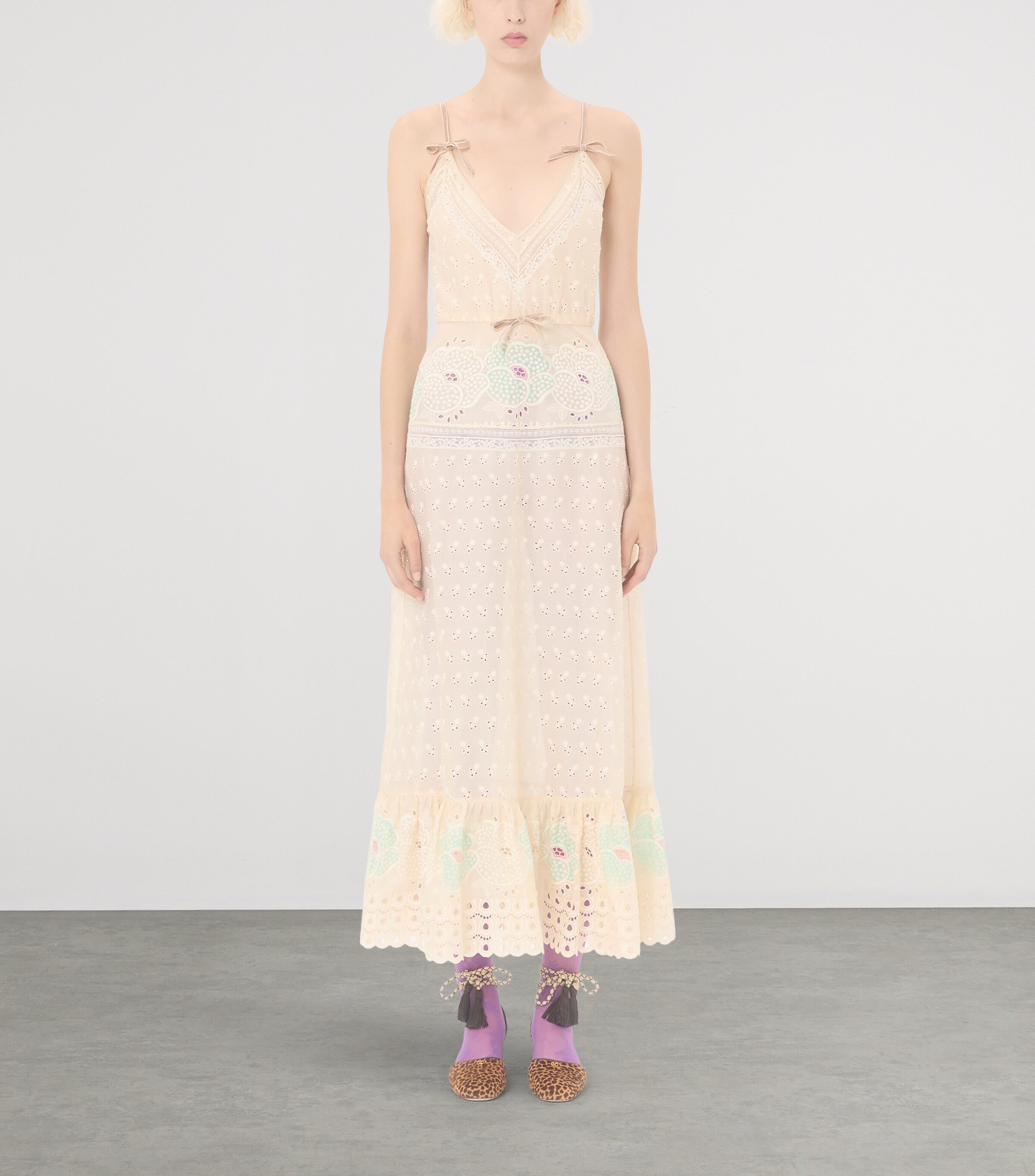 Valentino Womens Cotton Floral Midi Dress Image 2