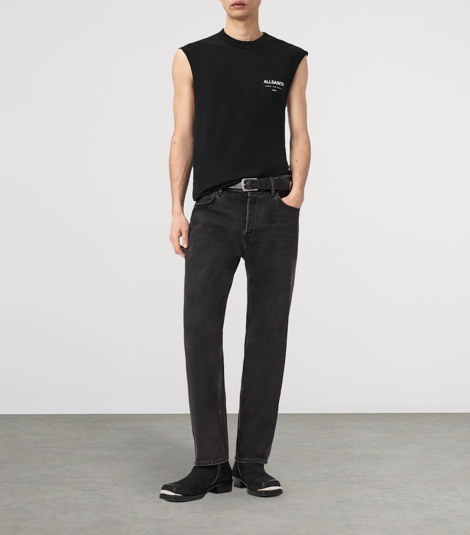AllSaints Mens Cotton Underground Tank Top Jet Black Image 2