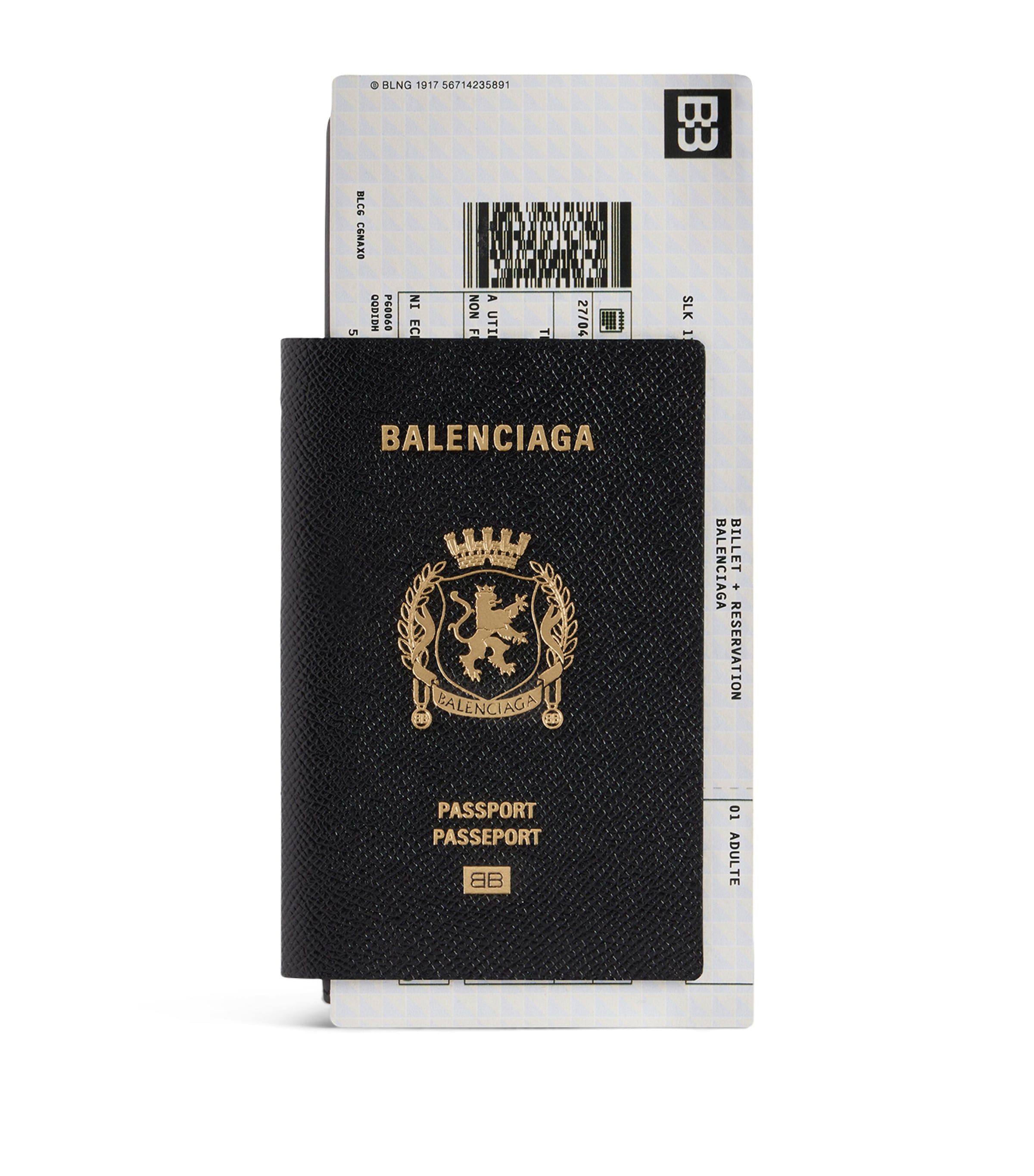 Balenciaga Black Passport Long 1 Ticket Wallet In Black