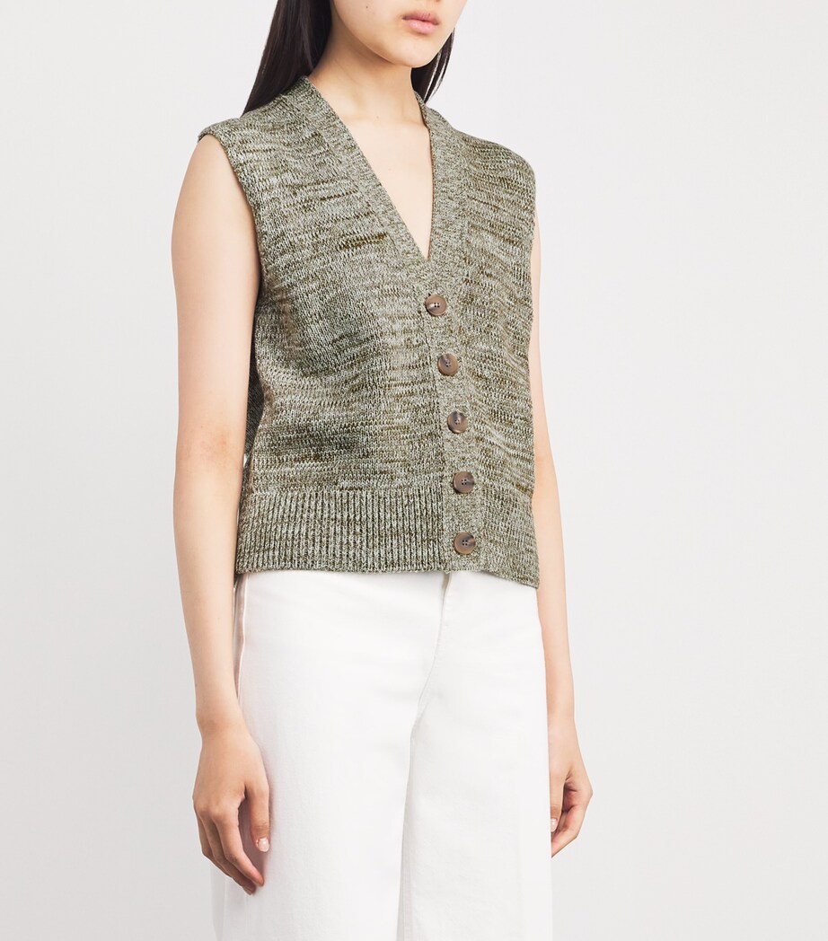 Cotton Buttoned Vest GOLDEN OLIVE/CREAM Image 3