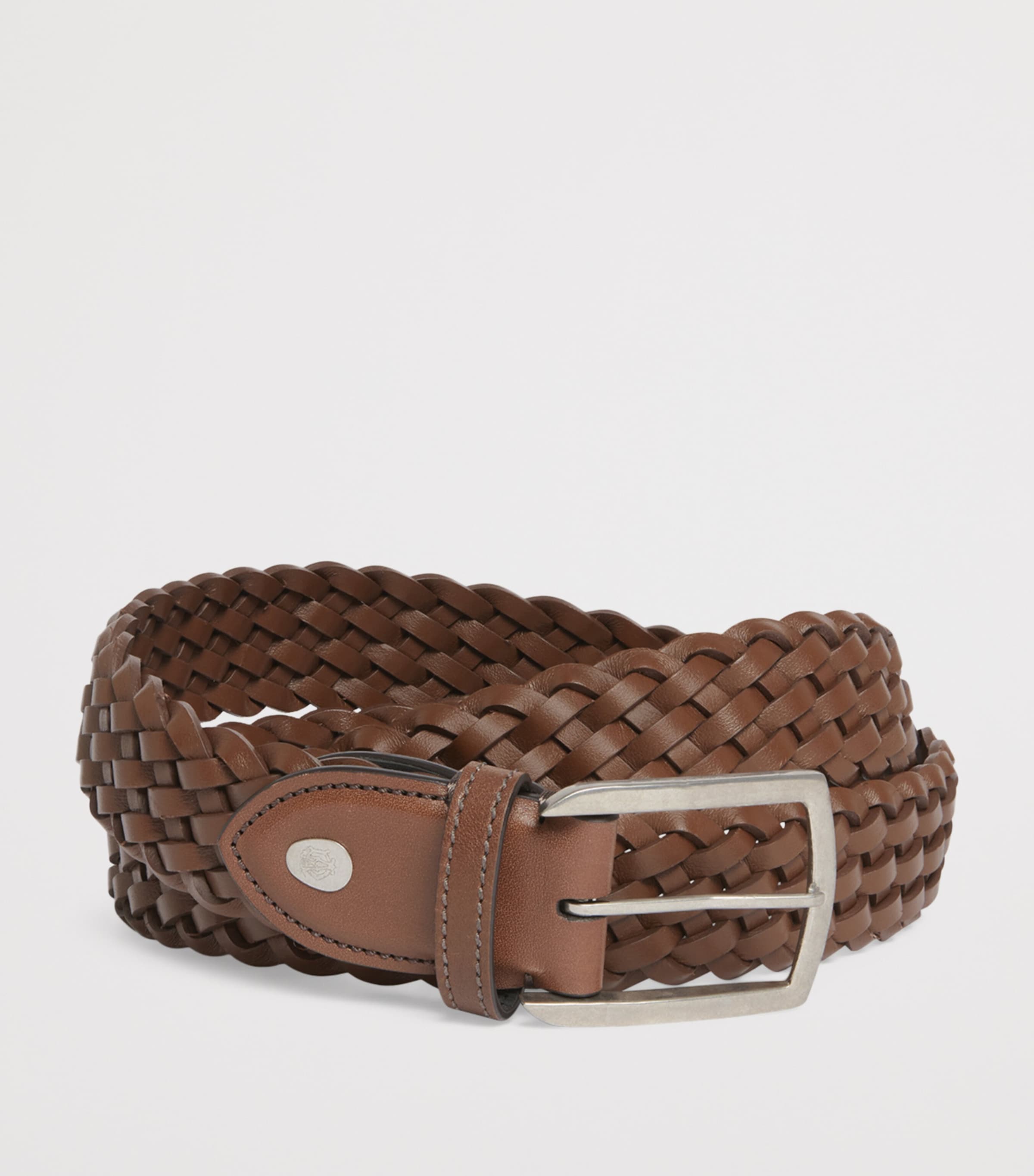 Leather Braided Belt 973WHISKEY Image 2