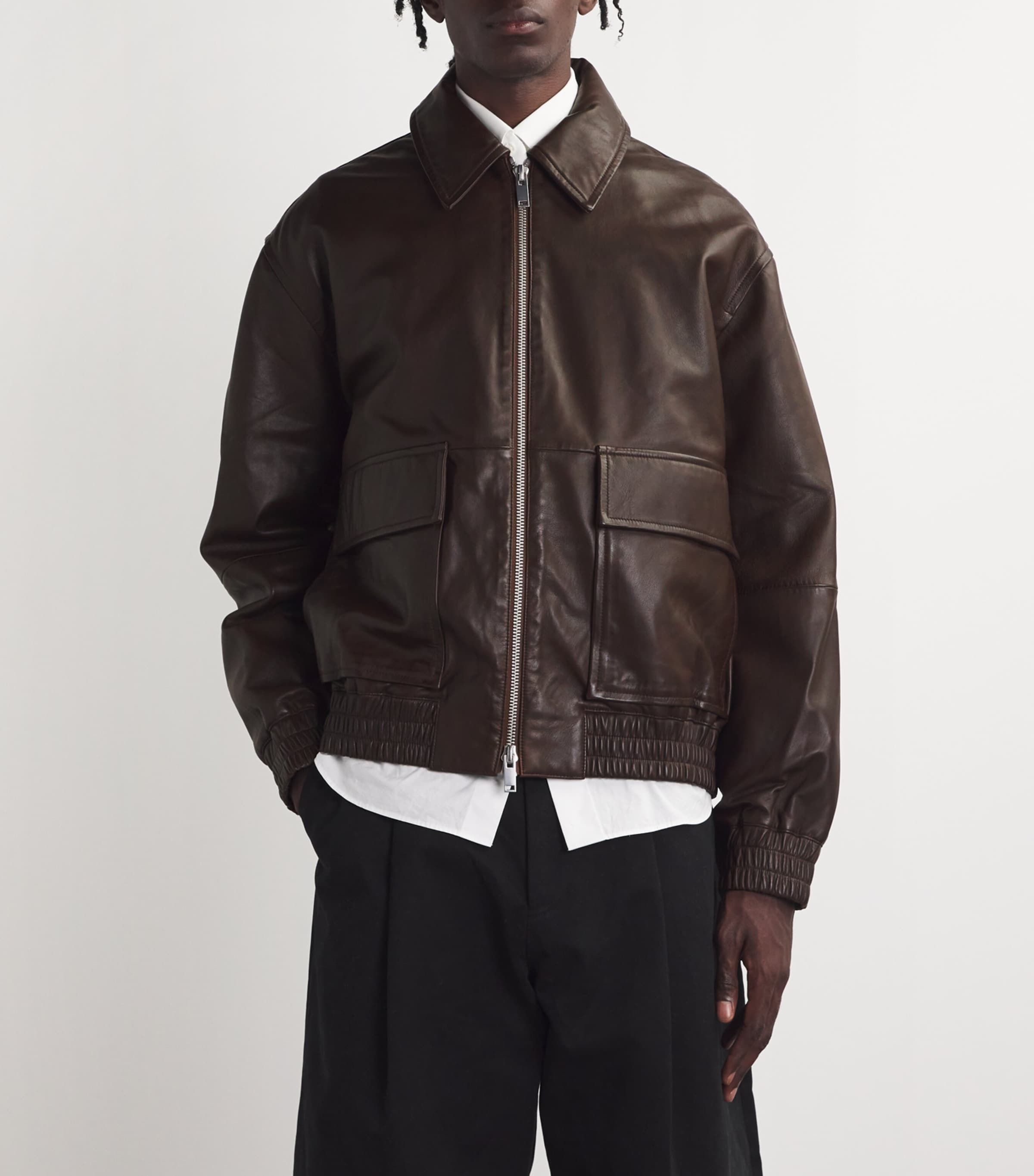 ジャケット・アウター STUDIO NICHOLSON LEATHER BOMBER JACKET Studio Nicholson Leather Bomber Jacket | Harrods UK