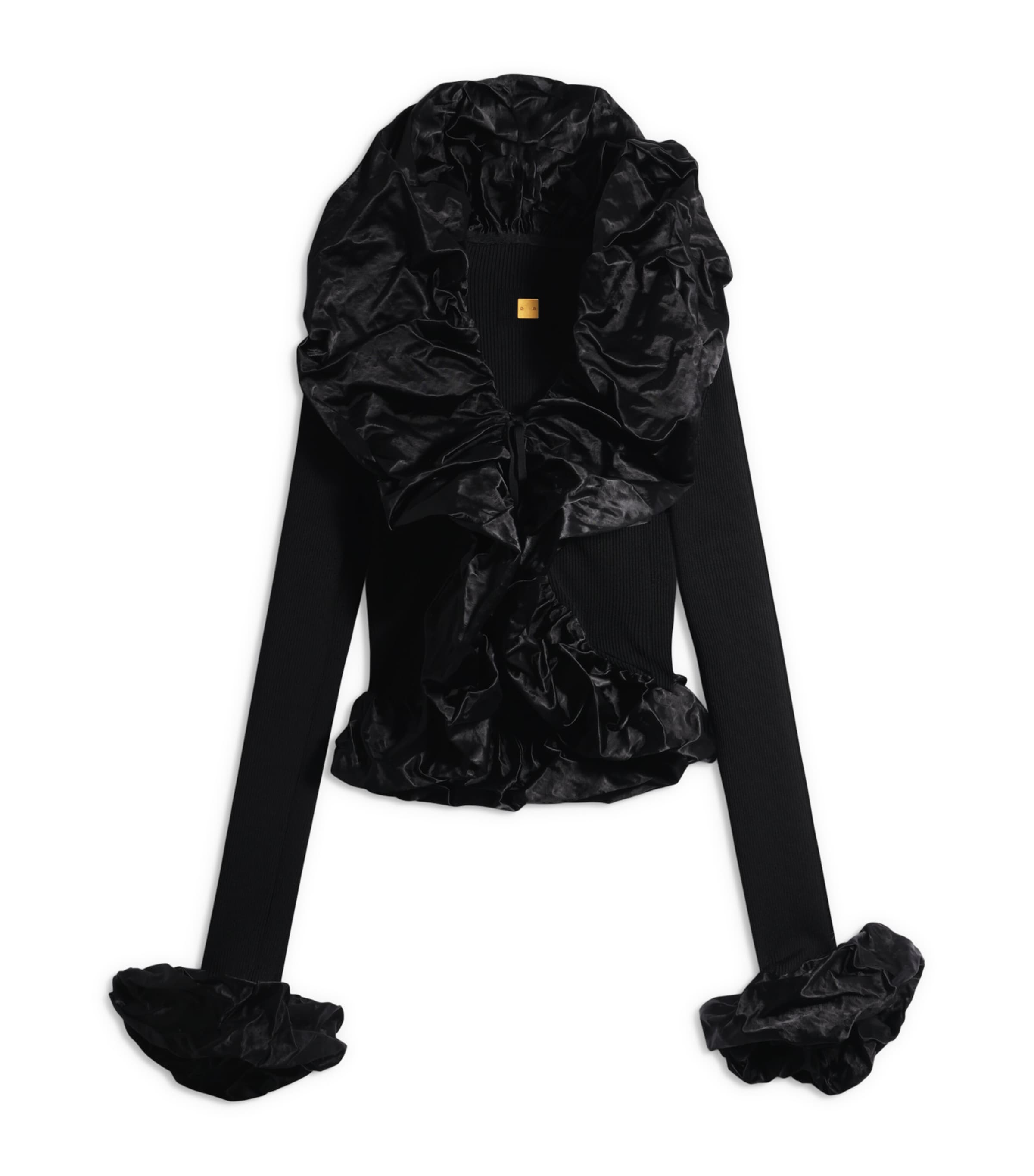 Schiaparelli Womens Knitted Sculptural Ruffle Cardigan Black Image 1