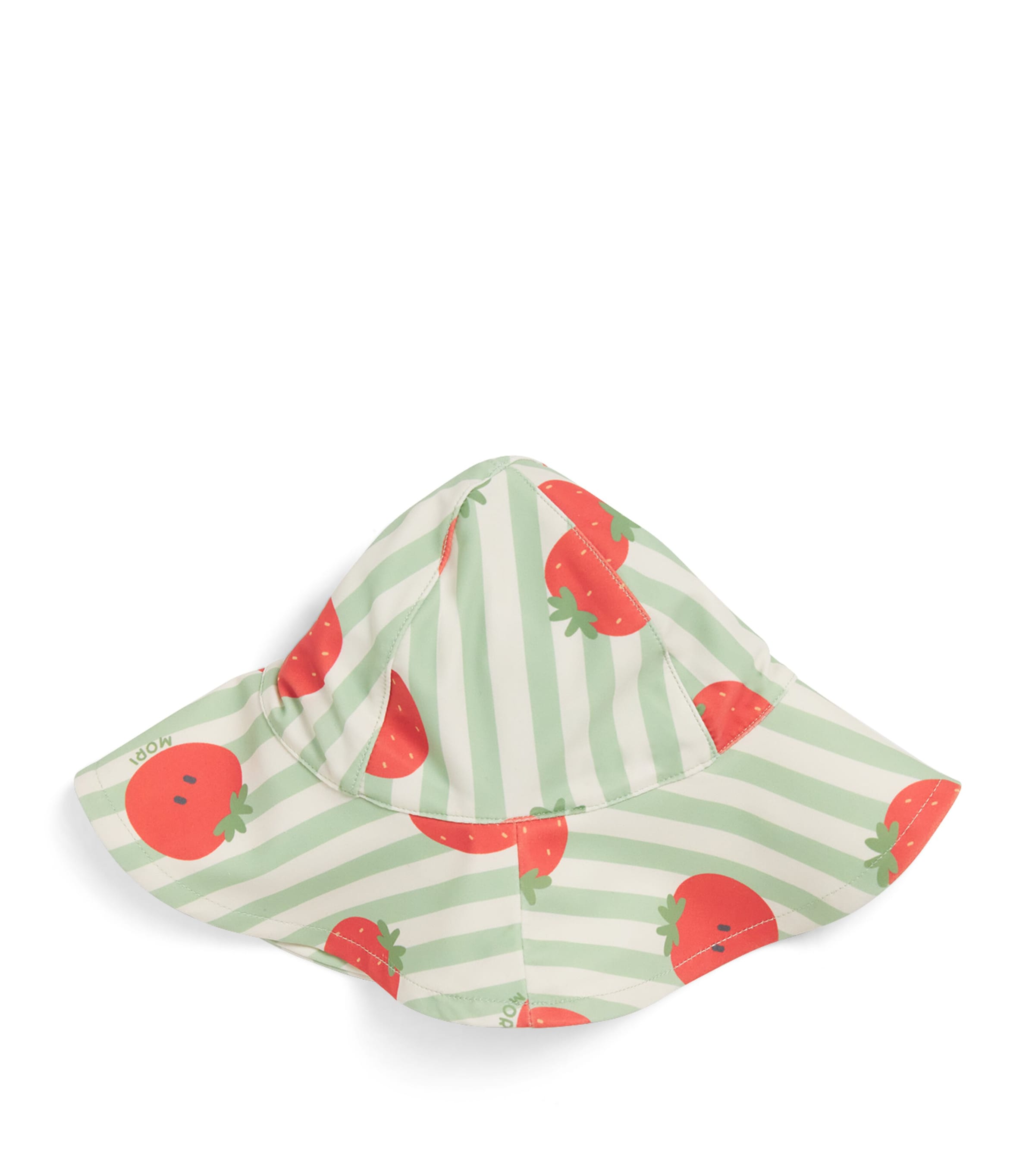 MORI Strawberry Stripe Swim Bucket Hat (6-12 Months) Strwbry & Grn Stripe Image 1
