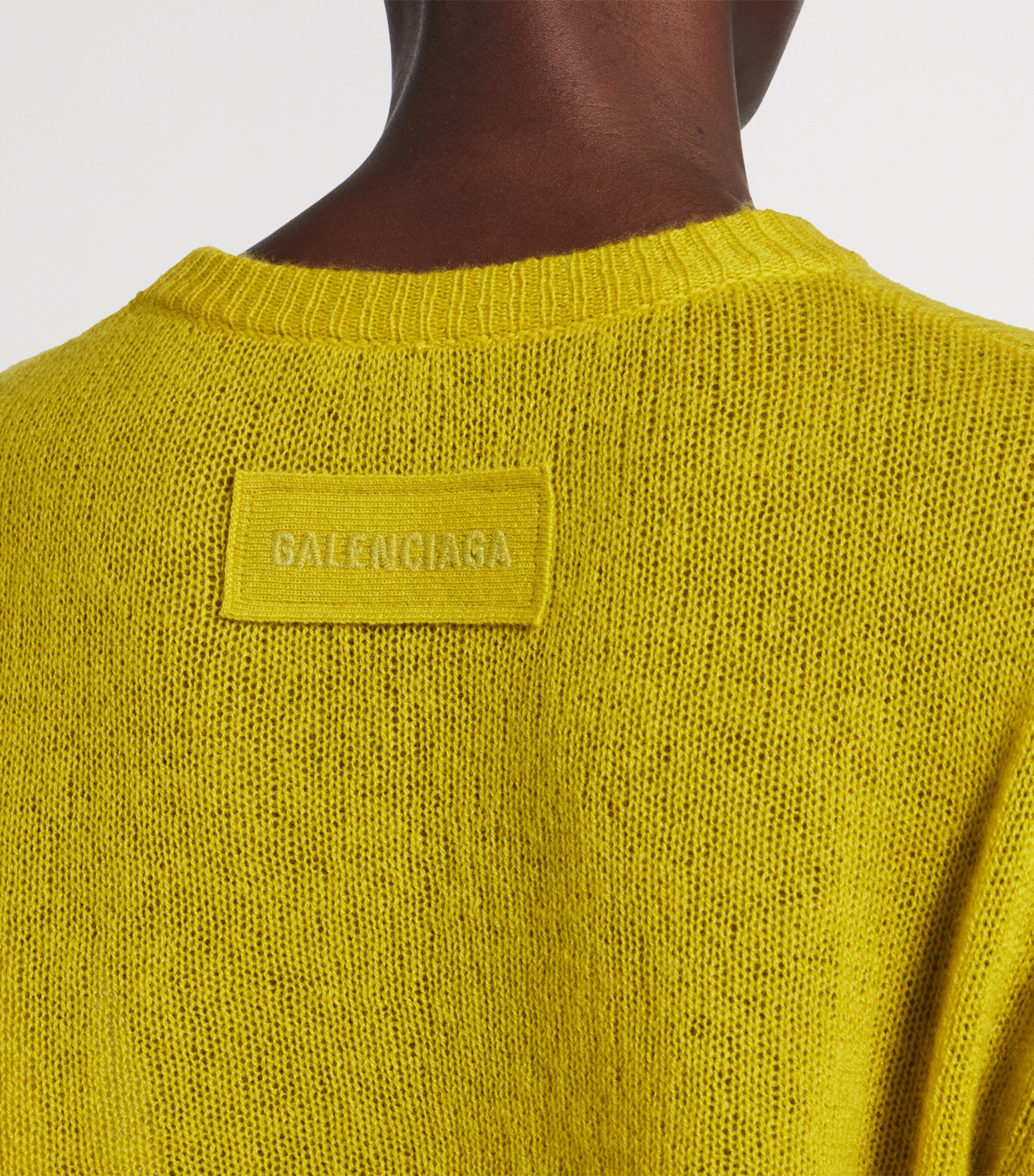Balenciaga Womens Cashmere Crew-Neck Cropped Sweater Image 6