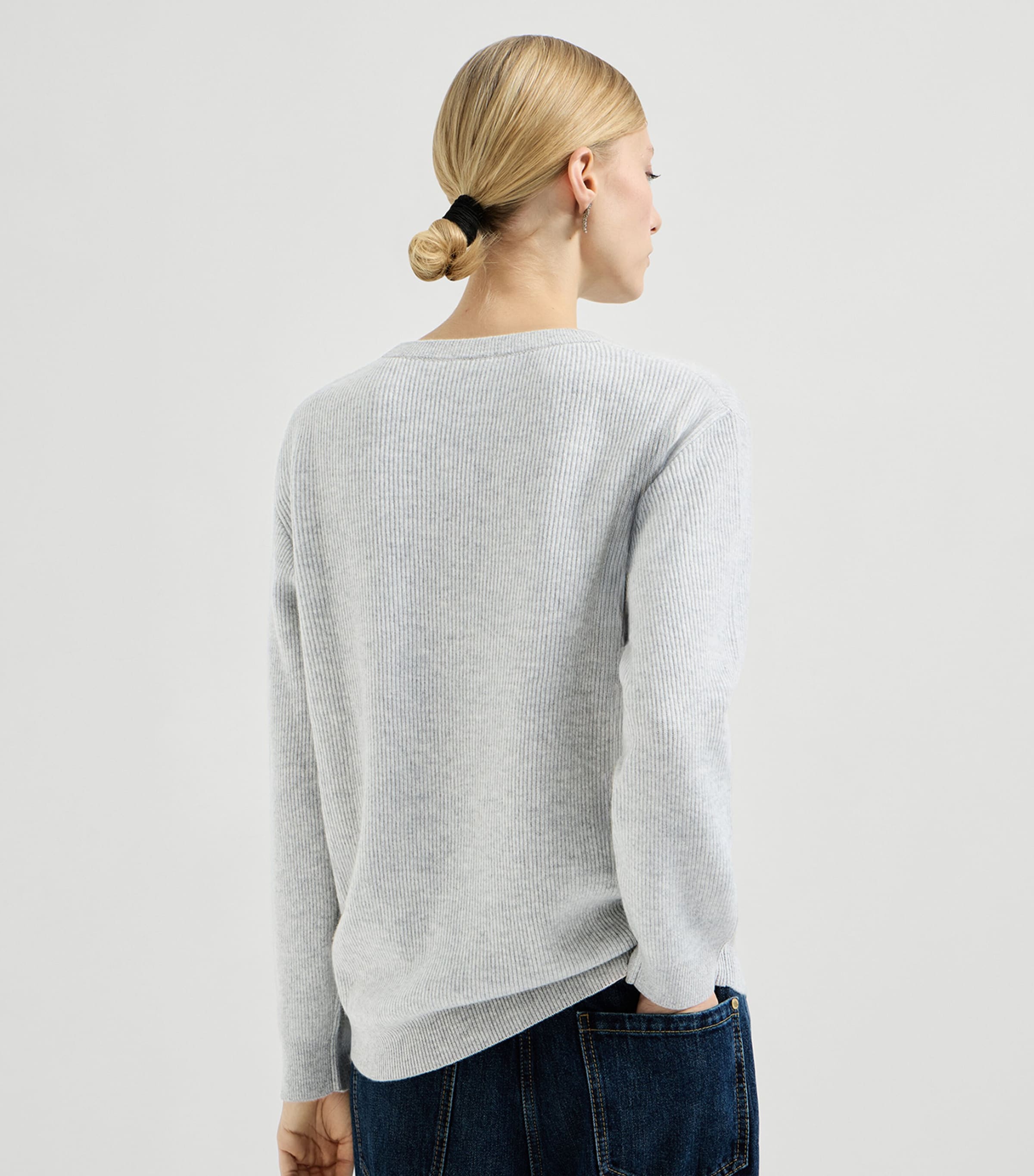 Brunello Cucinelli Womens Cashmere Ribbed Monili-Trim Sweater Image 5