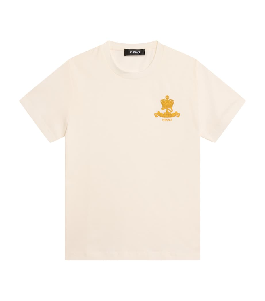 Cotton Barocco Crown T-Shirt (6-14 Years) 2W110-WHITE+GOLD Image 1