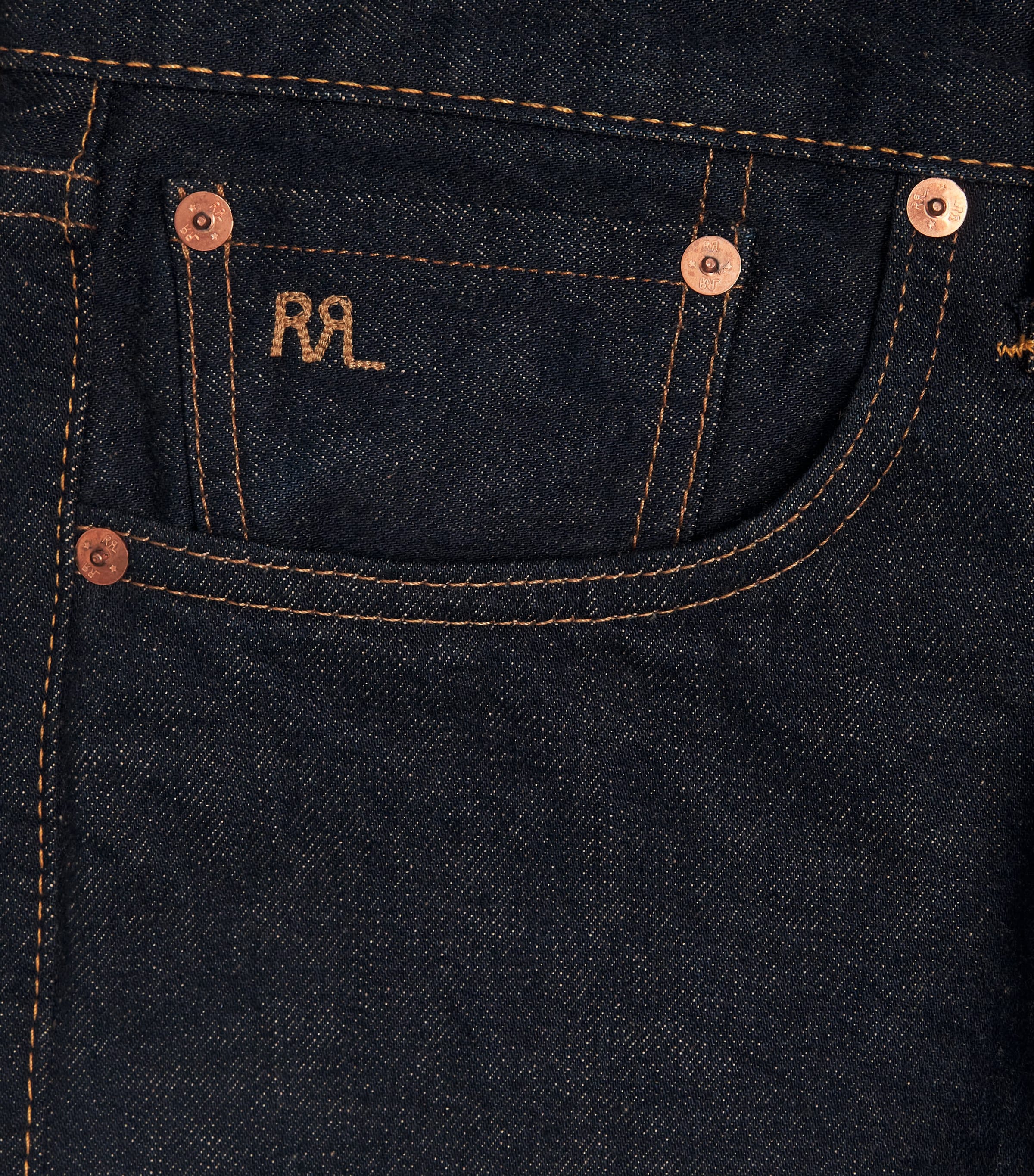 Double RL Selvedge Once-Washed Straight Jeans BLUE Image 5