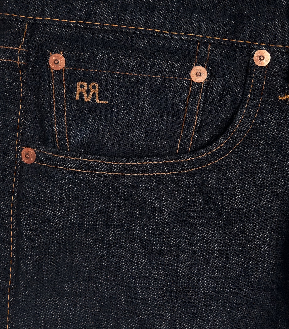 Double RL Selvedge Once-Washed Straight Jeans BLUE Image 5