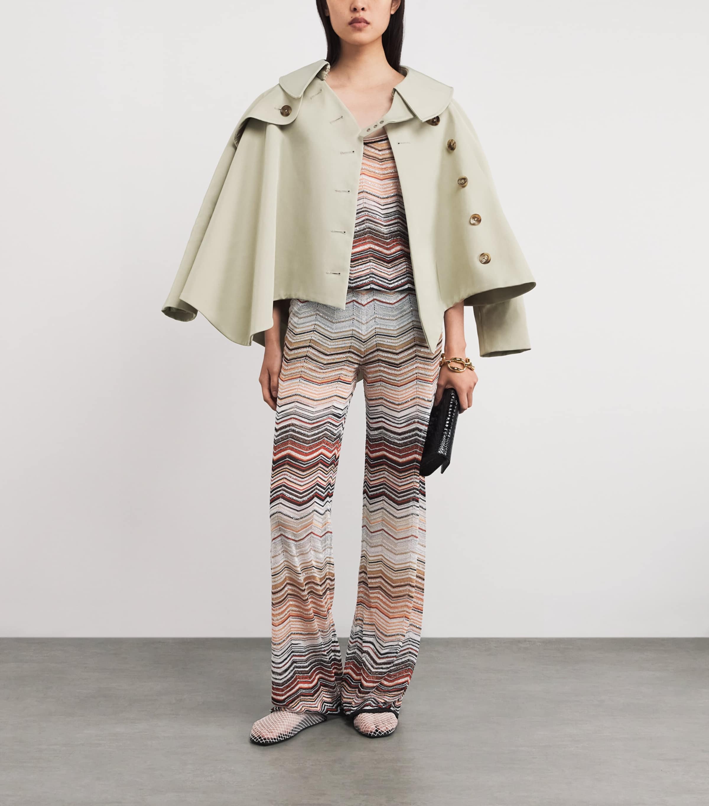 Sequinned Zigzag Wide-Leg Trousers SM9ZV RED/BEIGE TONE Image 2