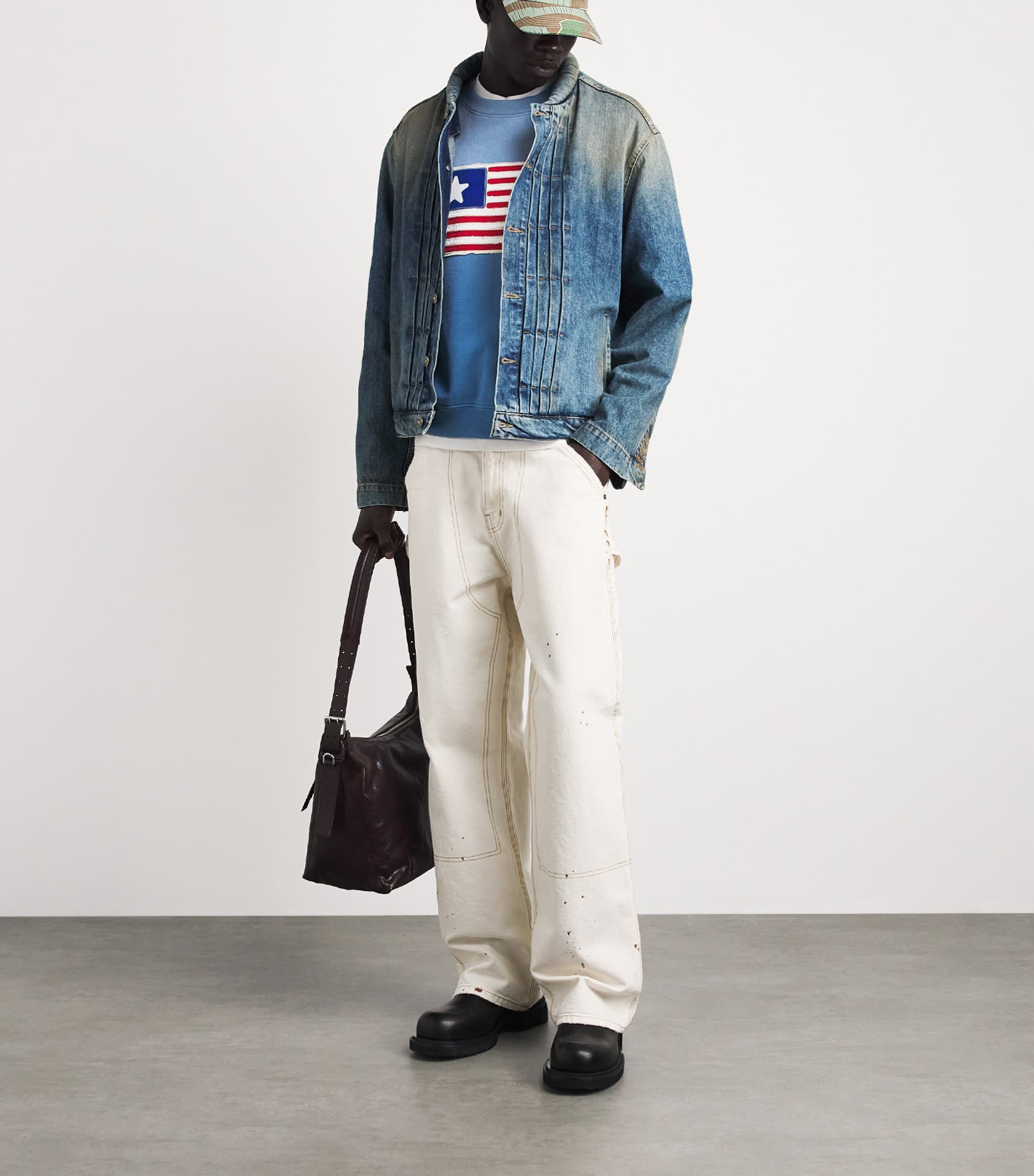Cherry Los Angeles Mens One-Star Flag Sweatshirt Steel Blue Image 2